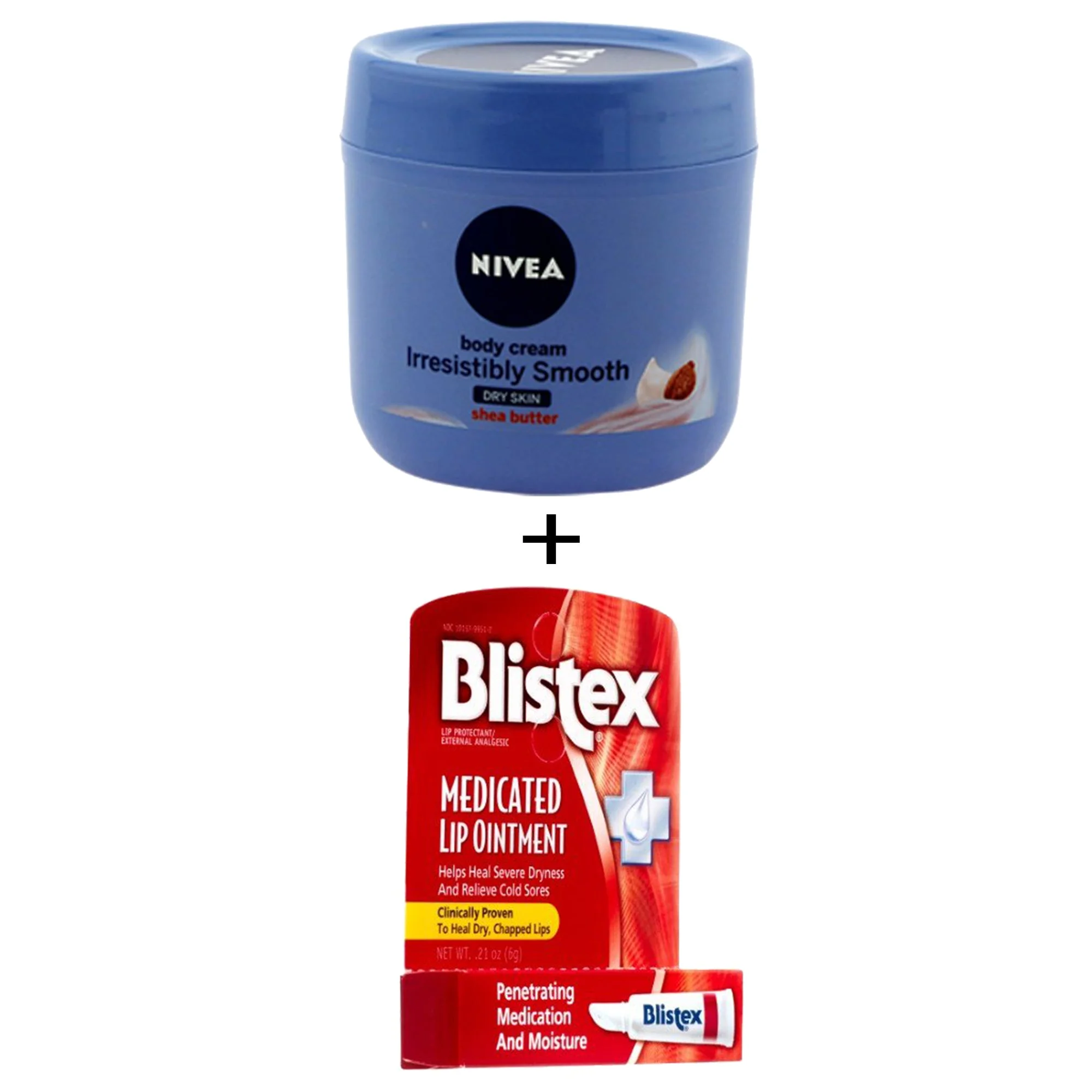 Blistex Lip Medicated Ointment & Nivea Body Cream Irresistibly Smooth - Dry Skin