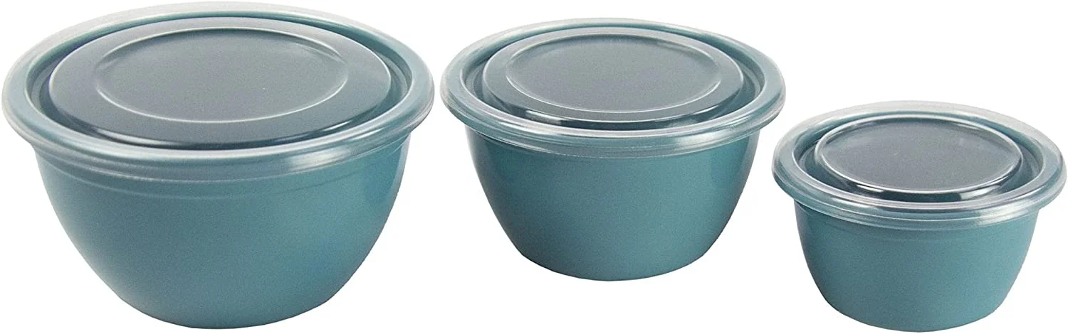 Bowl Set - Plastic, Durable Kitchenware, Dishwasher Safe - Made In The - Prussian Blue & Light Teal