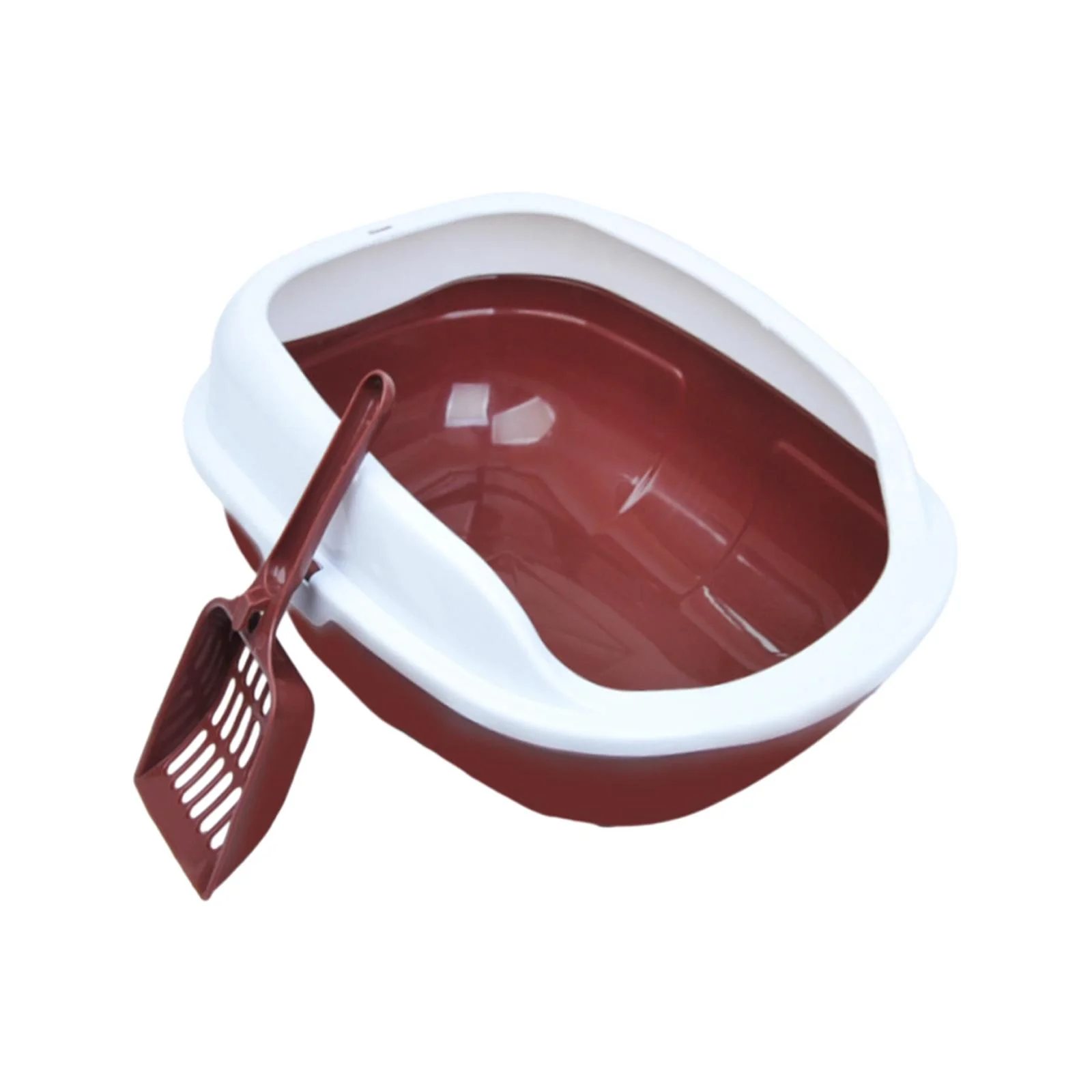 Gazechimp Cat Kitten Toilet Anti Splashing Durable Open Top Pet Litter Tray Coffe