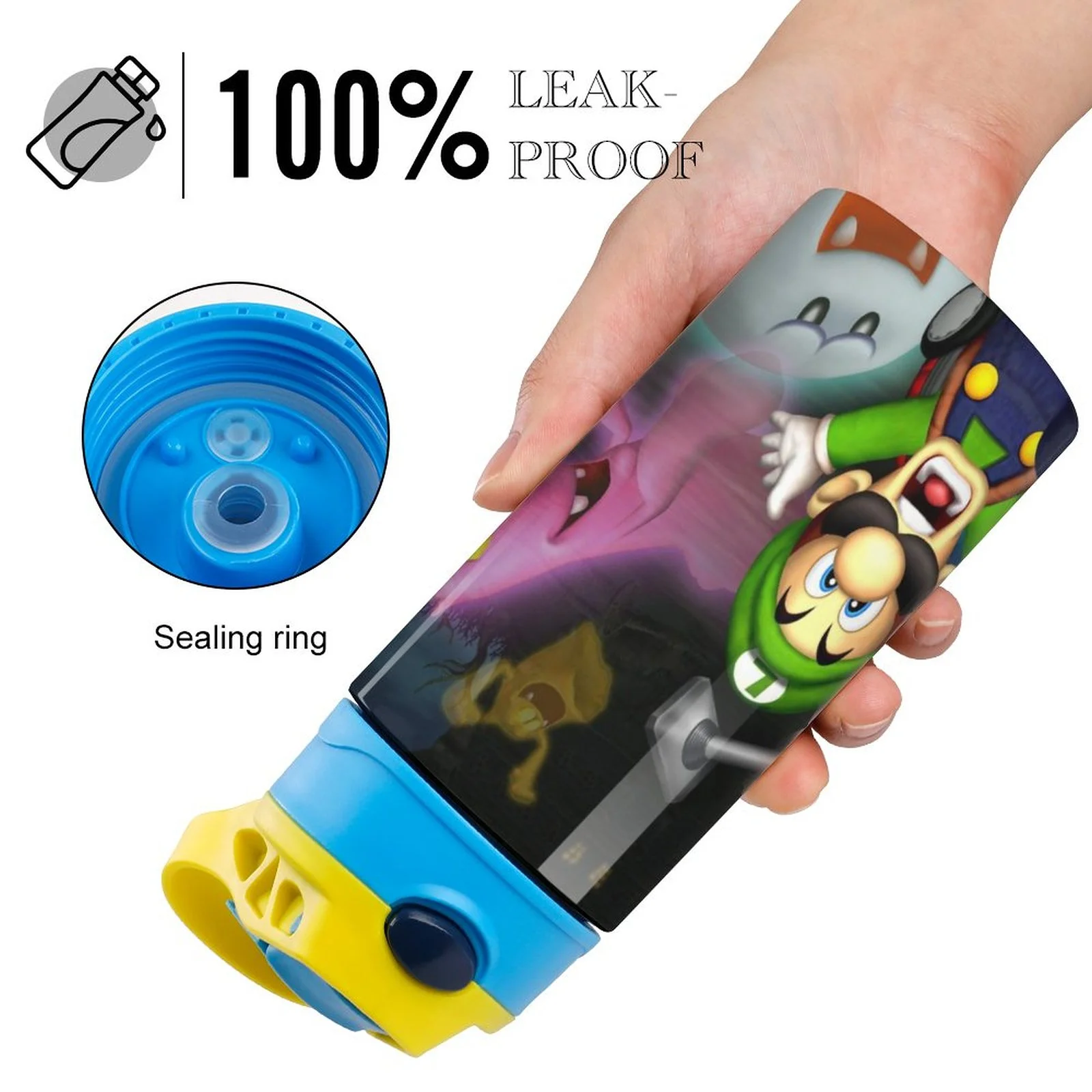 Cartoon Scary Luigi's Mansion Kid's Insulated Water Bottle With Straw Vacuum Stainless Steel Cup Leak-Proof Children Toddler Thermoses