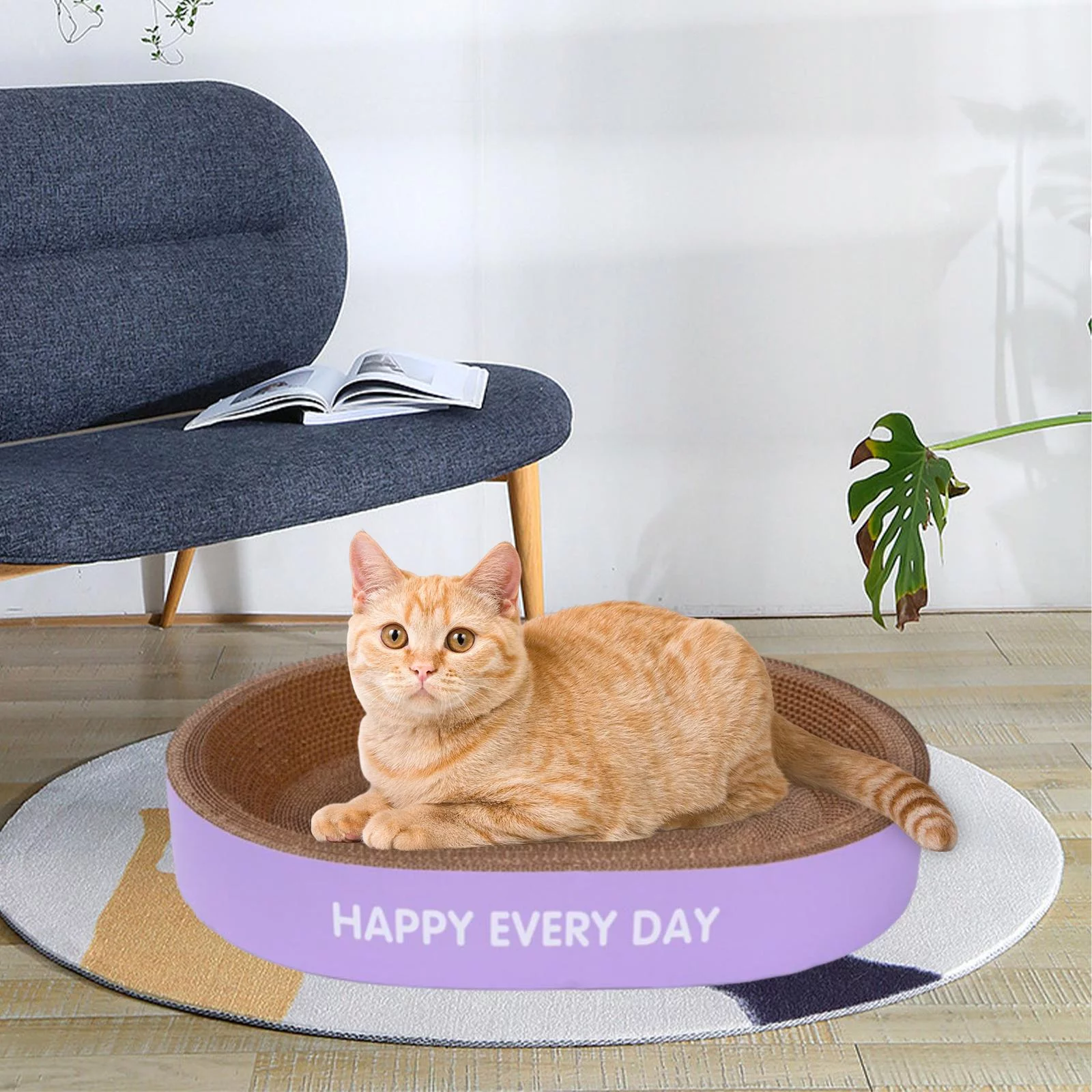 Cat Scratcher Cardboard Lounge Cat Beds Interactive Toy Cat Scratch Pad Bowl