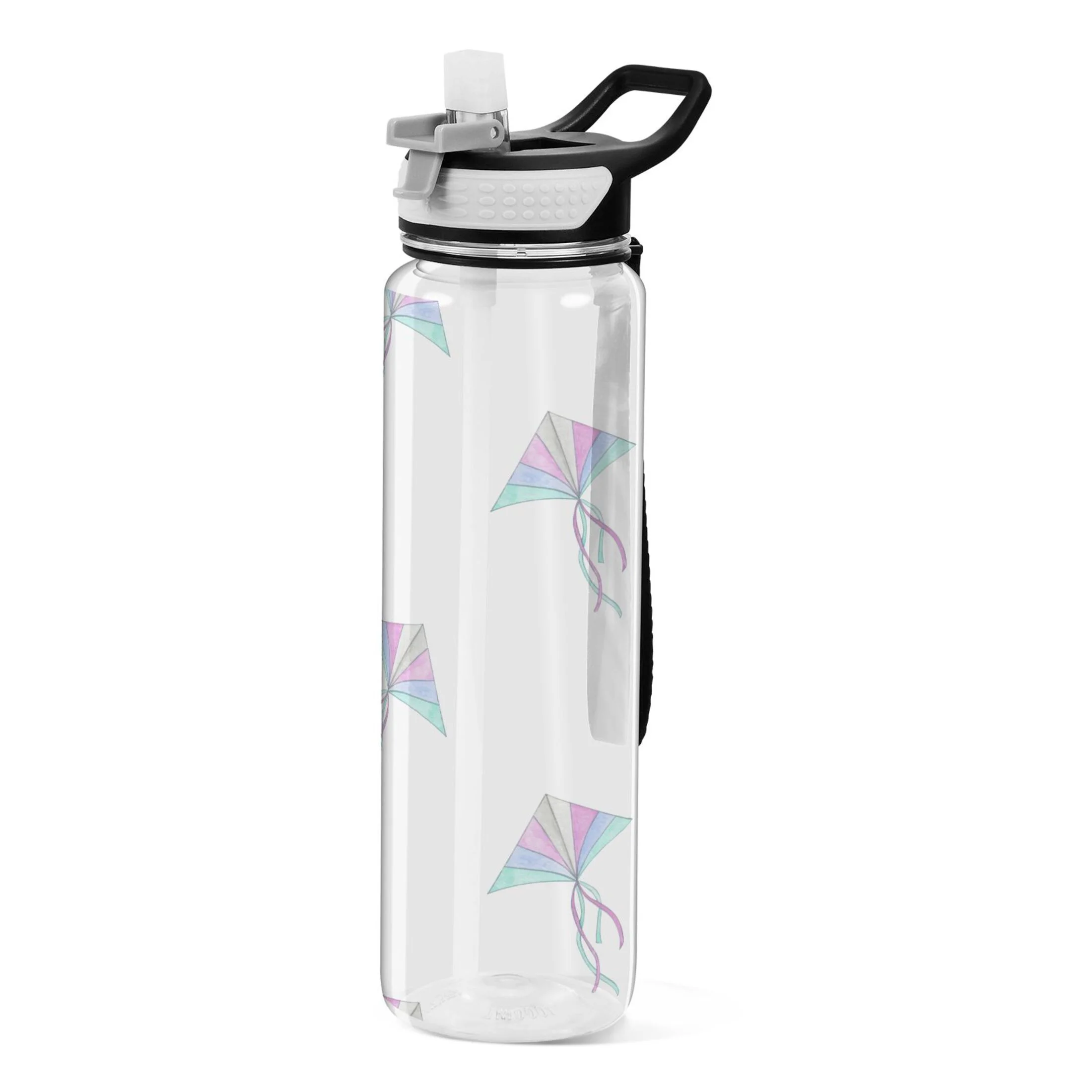 Kites 32oz Water Bottles with Straw Tritan Leakproof Sports Bottle BPA Free Clear for Fitness Gym Swimming Cycling