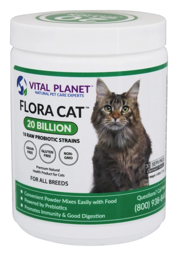 Vital Planet - Flora Cat Flora Cat Powder Daily Probiotic 30 Servings 20 Billion CFU - 3.92 oz.