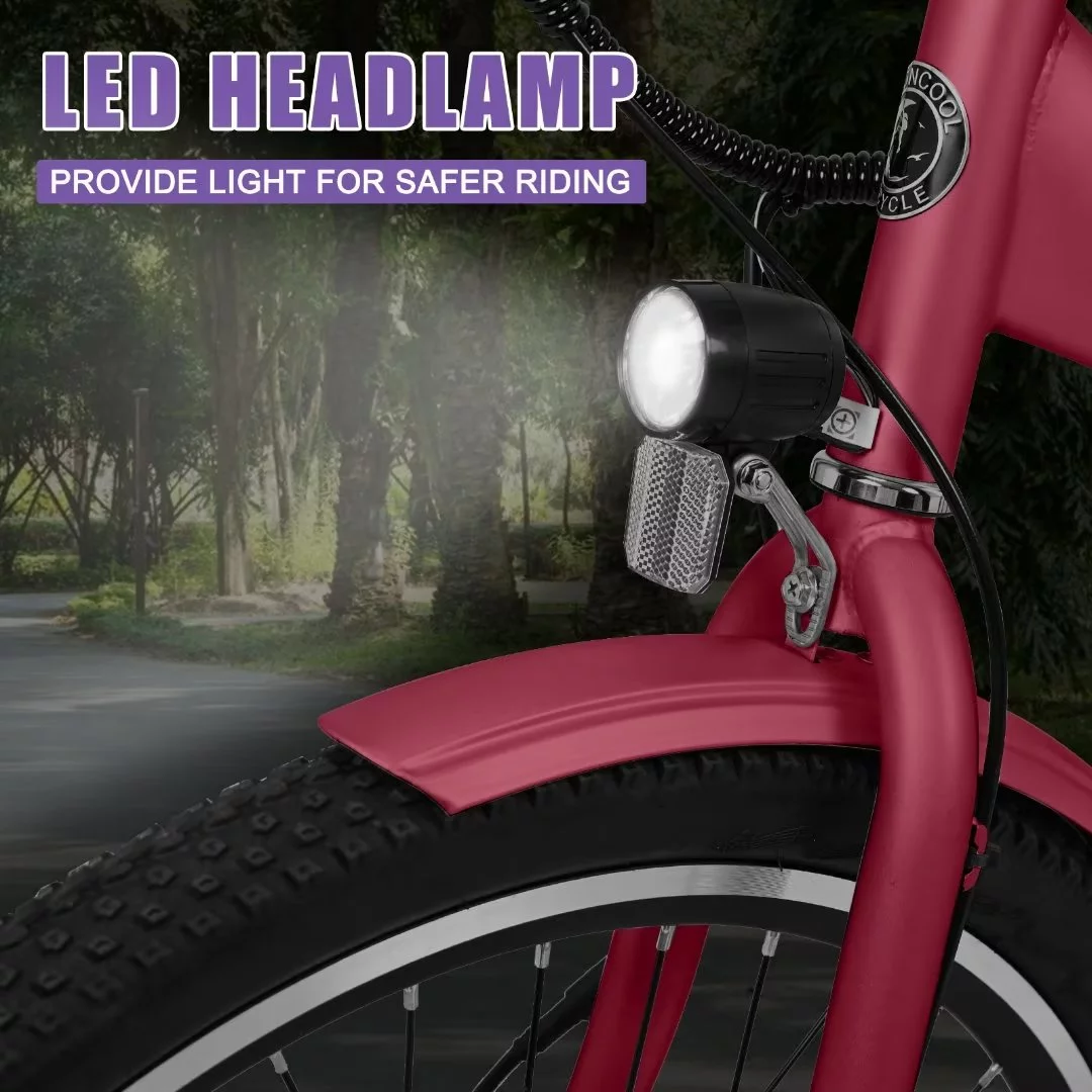 Docred 24 Inch Adult Electric Tricycles 3 Wheel Electric Bike, 15.5 mph 350W Electric Trikes for Seniors，7-Speed & 4 Adjustable Riding Modes Electric Tricycle with 36V Removable Lithium Battery,24Inch