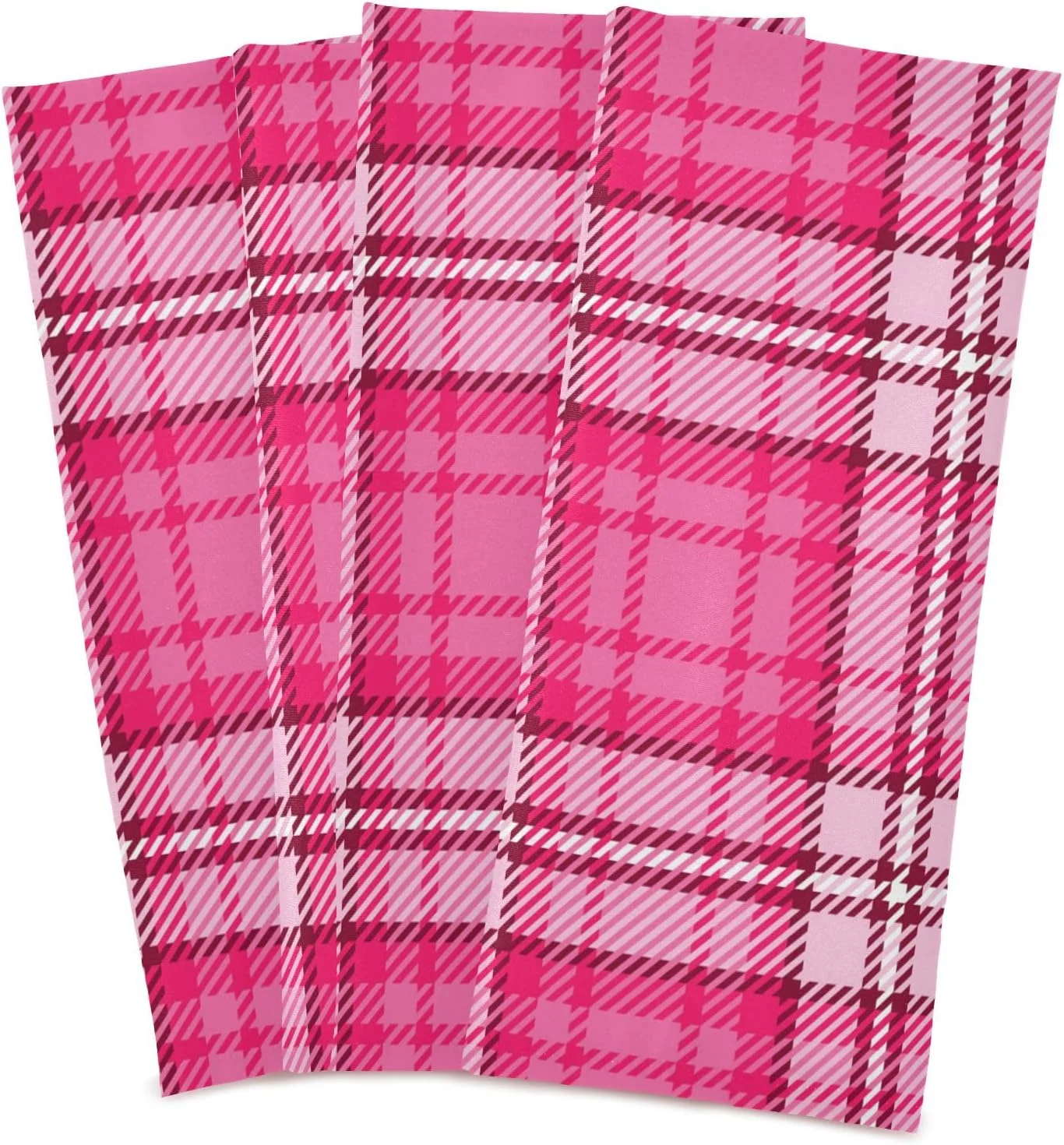 GZHJMY Valentines Pink Tartan Plaid Kitchen Towel, Dish Towels Quick Drying Tea Towels Absorbent Hand Towels for Kitchen Sink Dinner Table 28 x 18 Inches, Set of 4