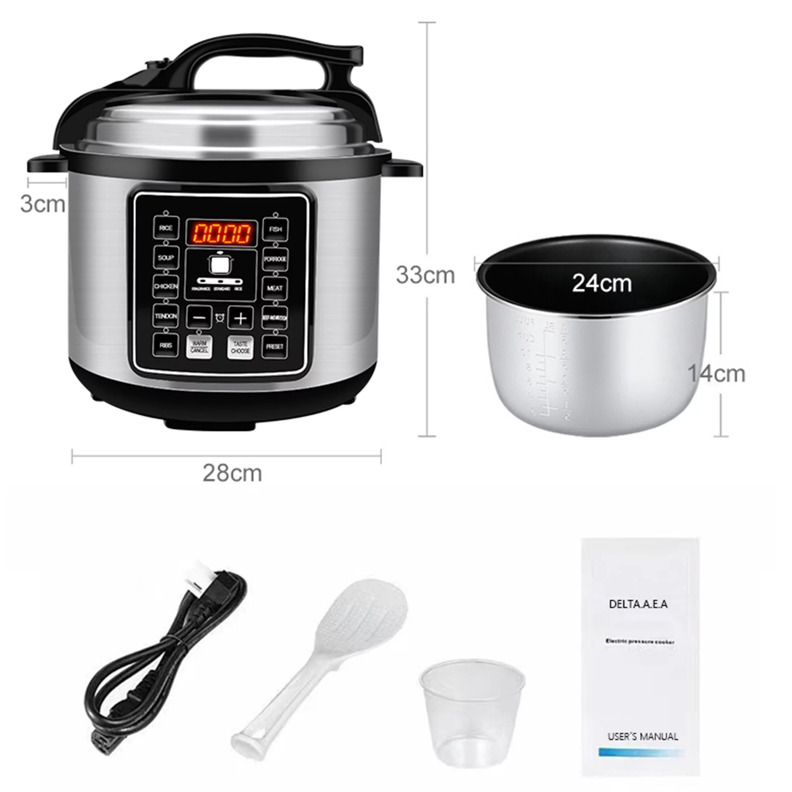 5L Large Capacity Electric Pressure Cooker Multifunctional Household Smart Rice Cooker US 110V