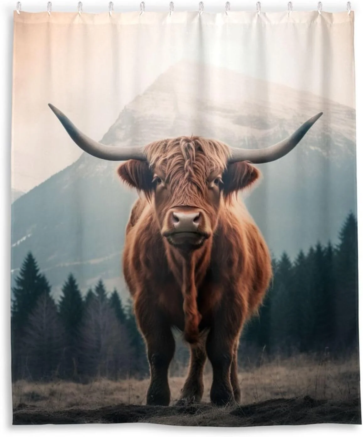 Coolnut Highland Cow Shower Curtain with Hooks, Waterproof Washable Fabric Shower Curtain for Bathroom Bathtub, 60 x 72 Inch Home Decor