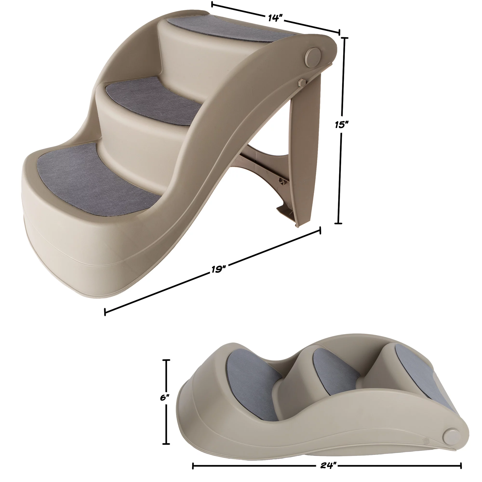 Petmaker Nonslip Foldable Dog Pet Stairs, 3 Steps, 14.5