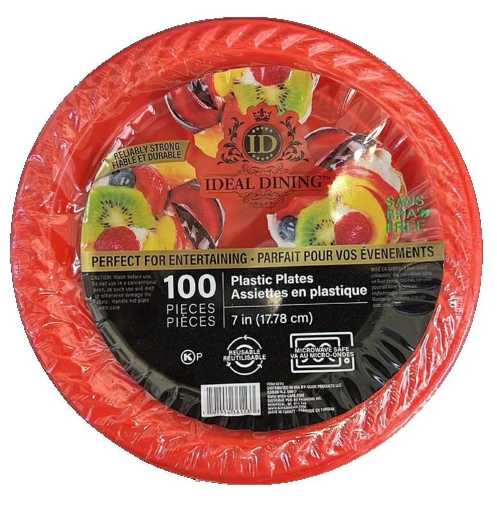 Nicole Fantani's IDEAL Dining 10 Inches Disposable Red Plastic plates Good to use in Microwave : 400 Count