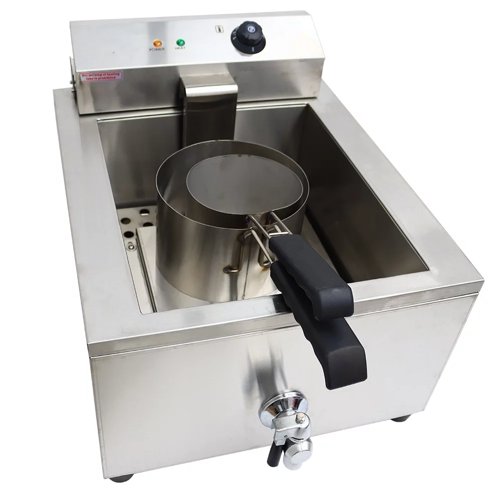 INTSUPERMAI Commerical Funnel Cake Fryer with 2 Ring Molds Electric Stainless Steel