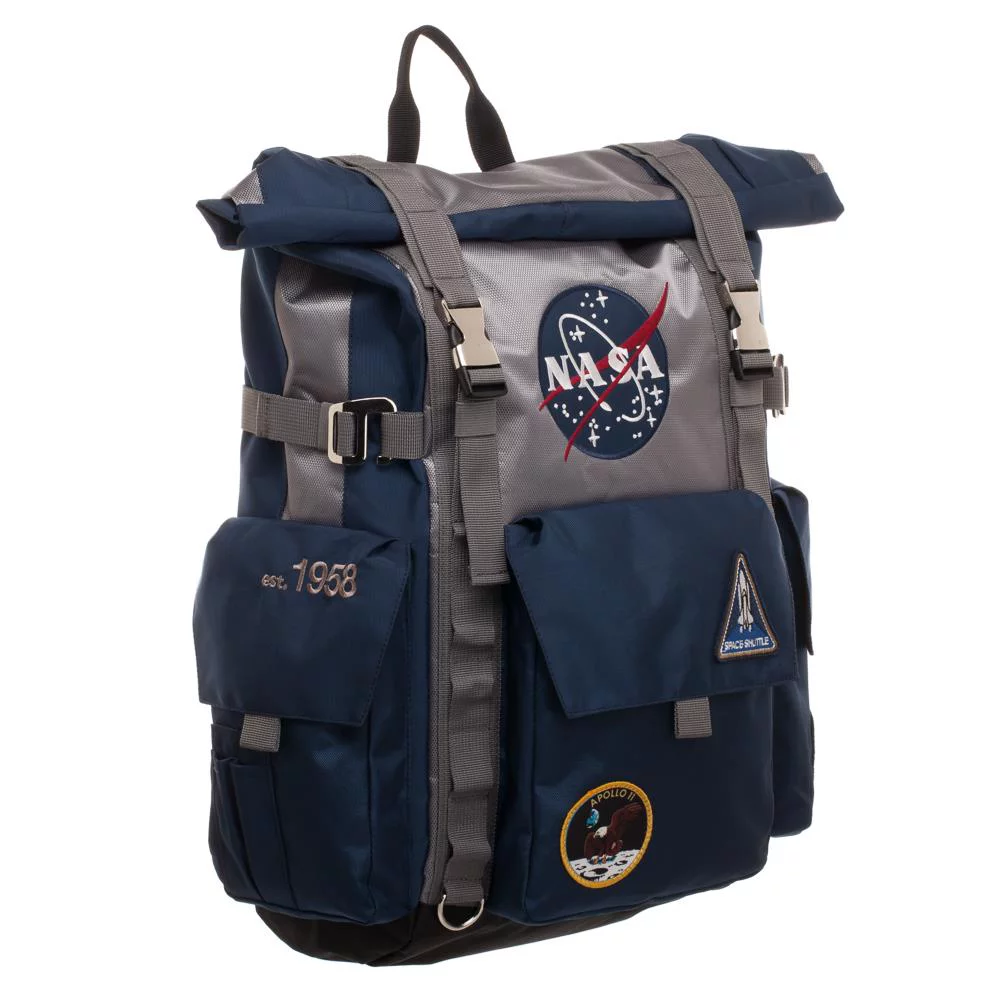 NASA Backpack Meatball Logo Roll Top Built Up Space Laptop Bag