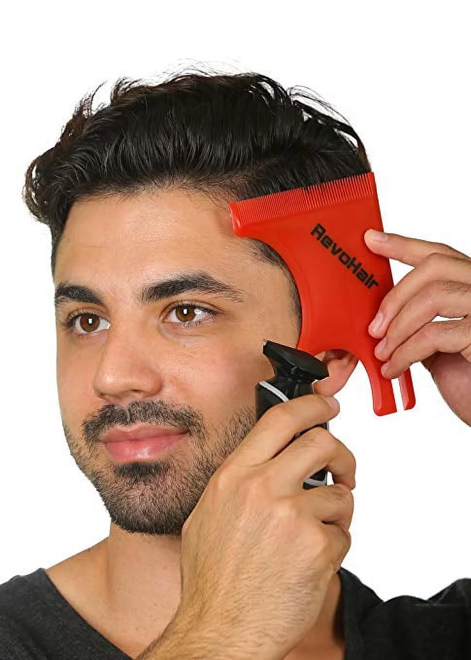 RevoHair Haircut Tool - Multi-Curve Hairline Template/Stencil/Guide For Men - Barber Supplies - Lightweight - With Hair & Beard Comb - Lineup & Edge up - Do it Yourself