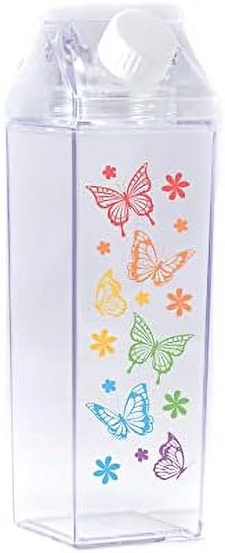 rainbow milk carton water bottle 500ml 16.9oz clear