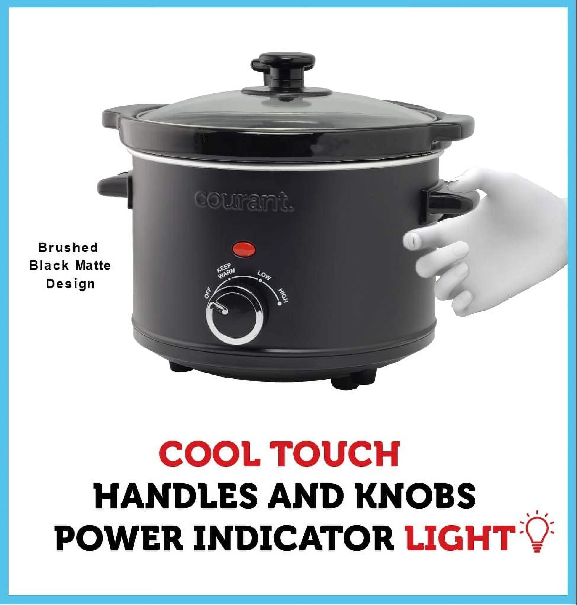 Courant CSC-5024K 5qt Round Slow Cooker Matt Black