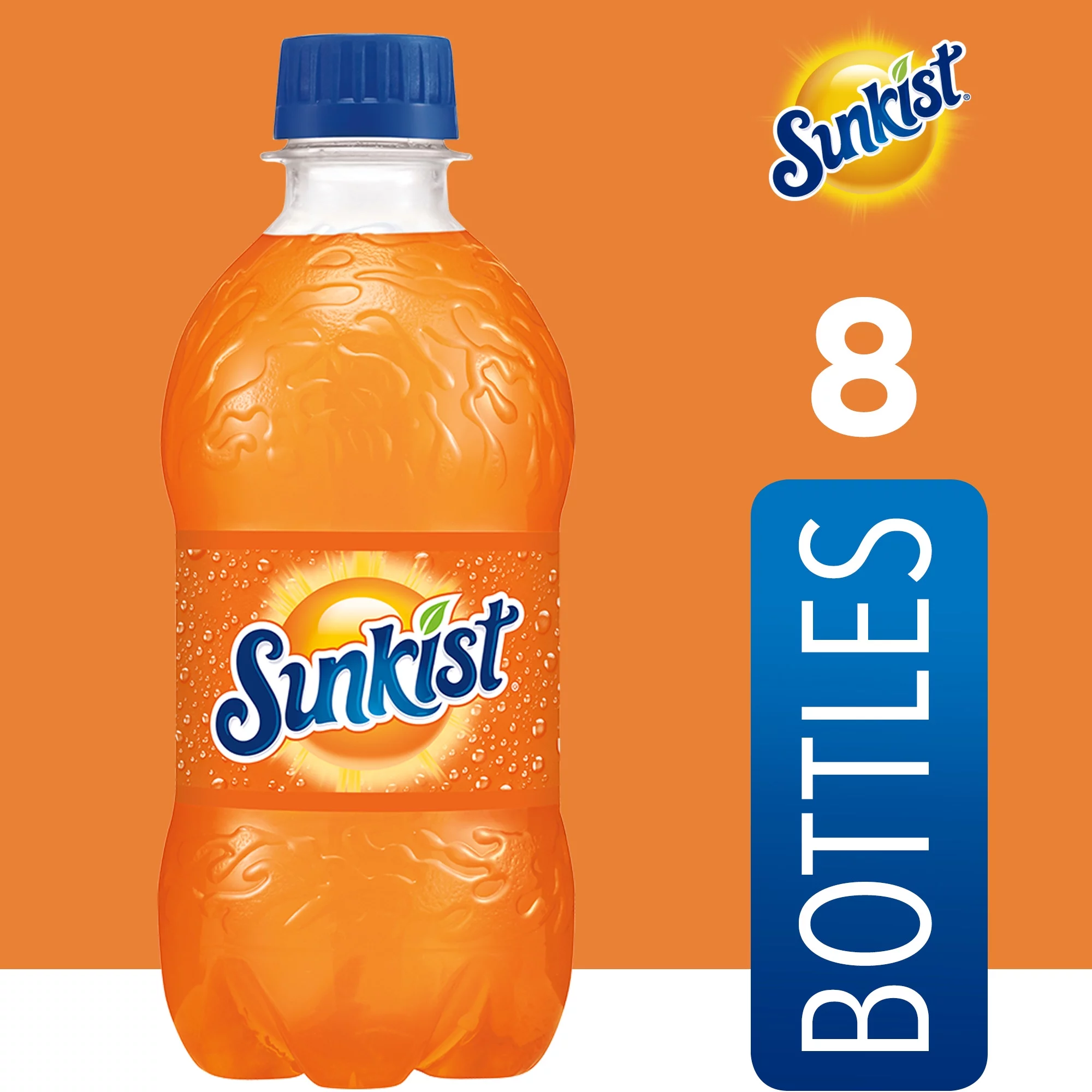 Sunkist Orange Soda Pop, 12 fl oz, 8 Pack Bottles