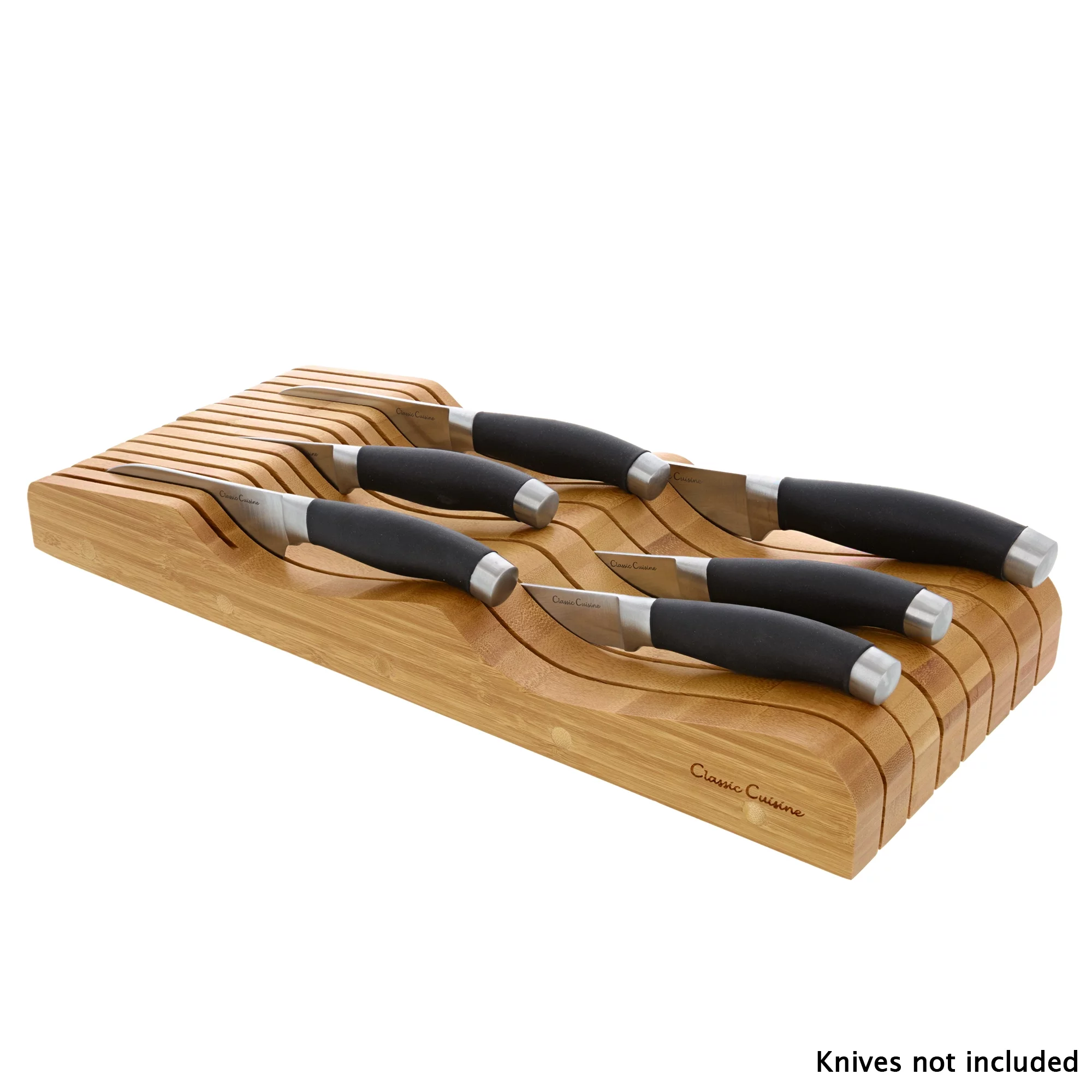 Classic Cuisine Drawer Bamboo Knife Block and Cutlery Storage Organizer