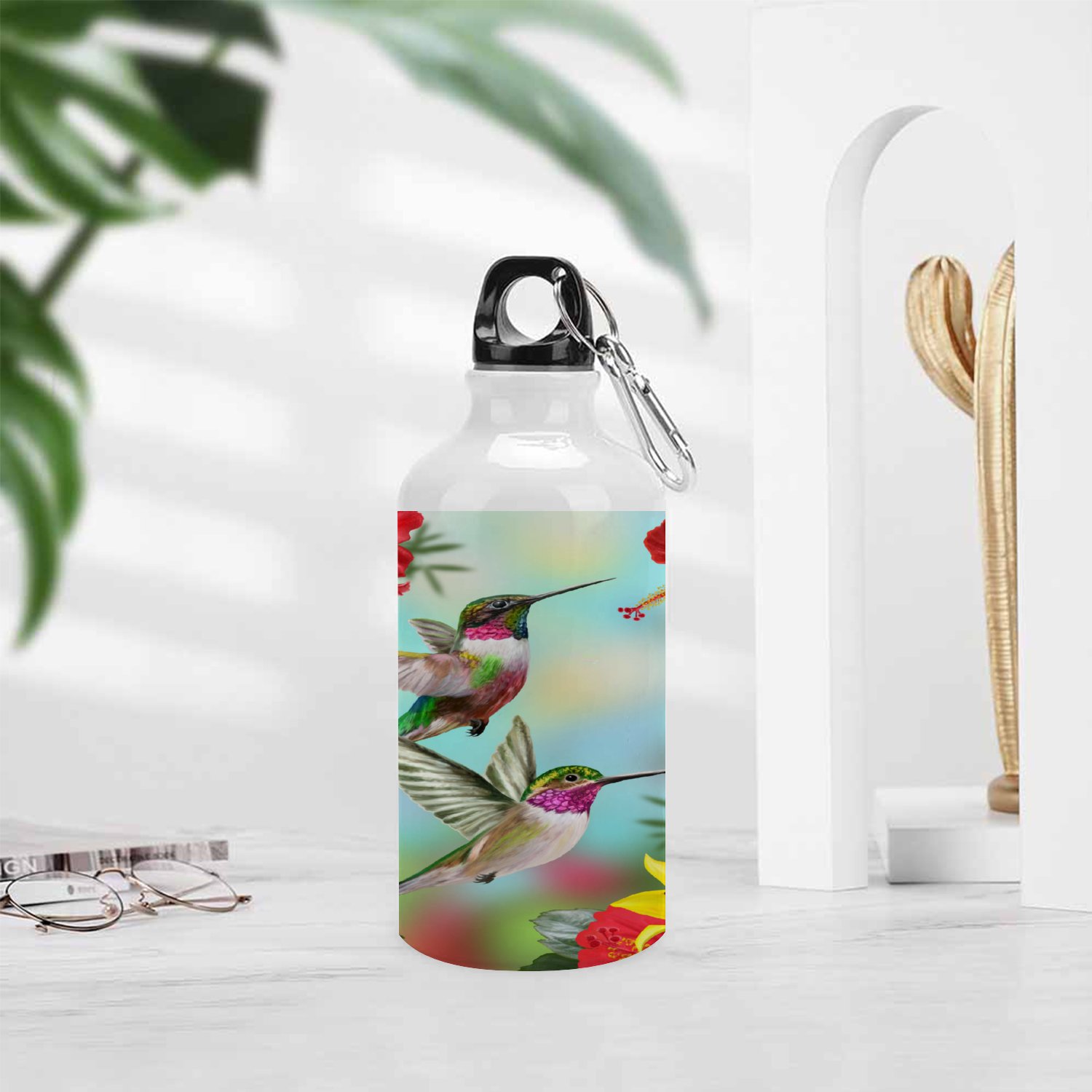 GZHJMY Sports Water Bottles, Spring Flower Bird Large Capacity Aluminium Portable Leakproof Lightweight Drink Bottles for Fitness and Outdoor Enthusiasts