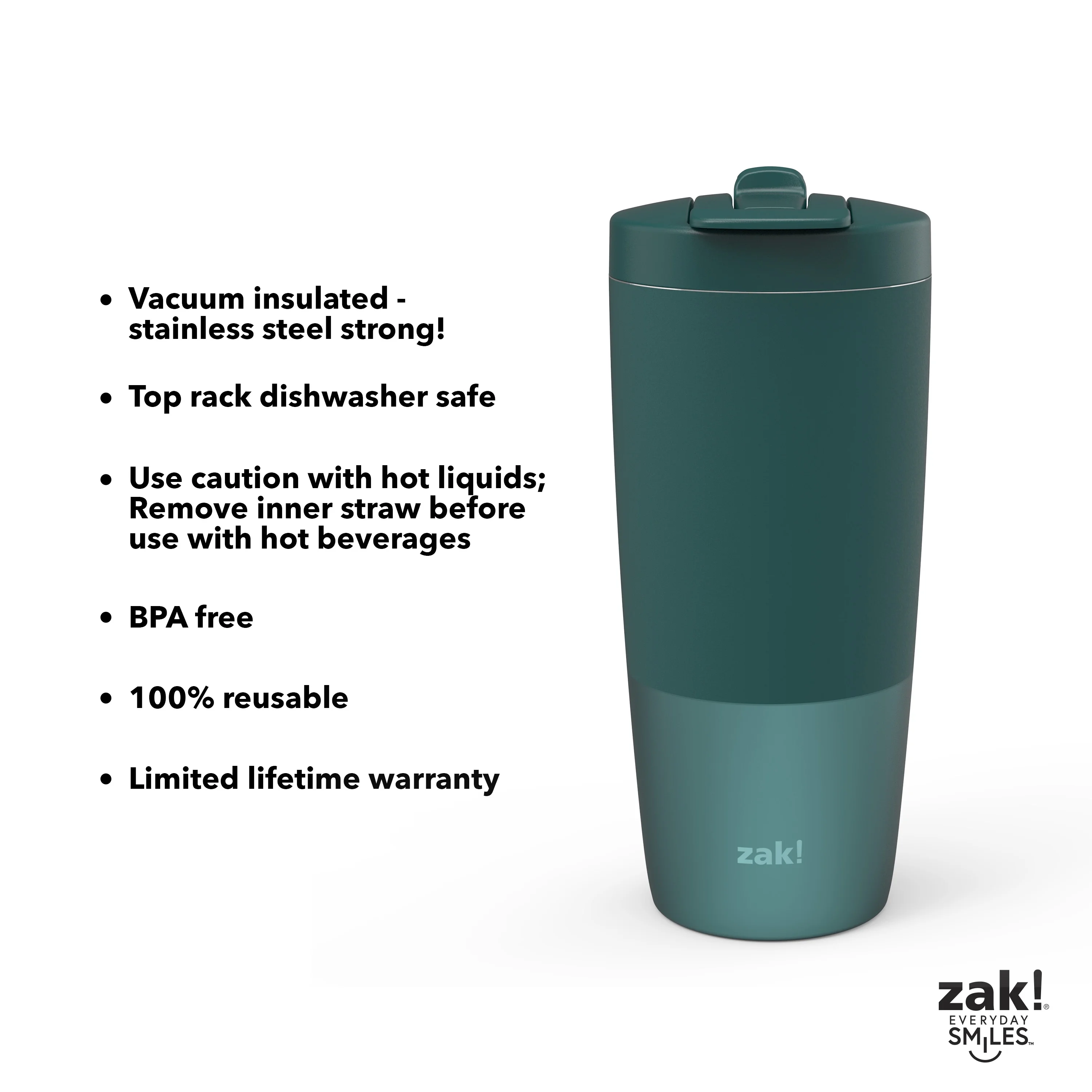 Zak Designs Sutton 30 ounce Vacuum Insulated Stainless Steel Tumbler (Jade)