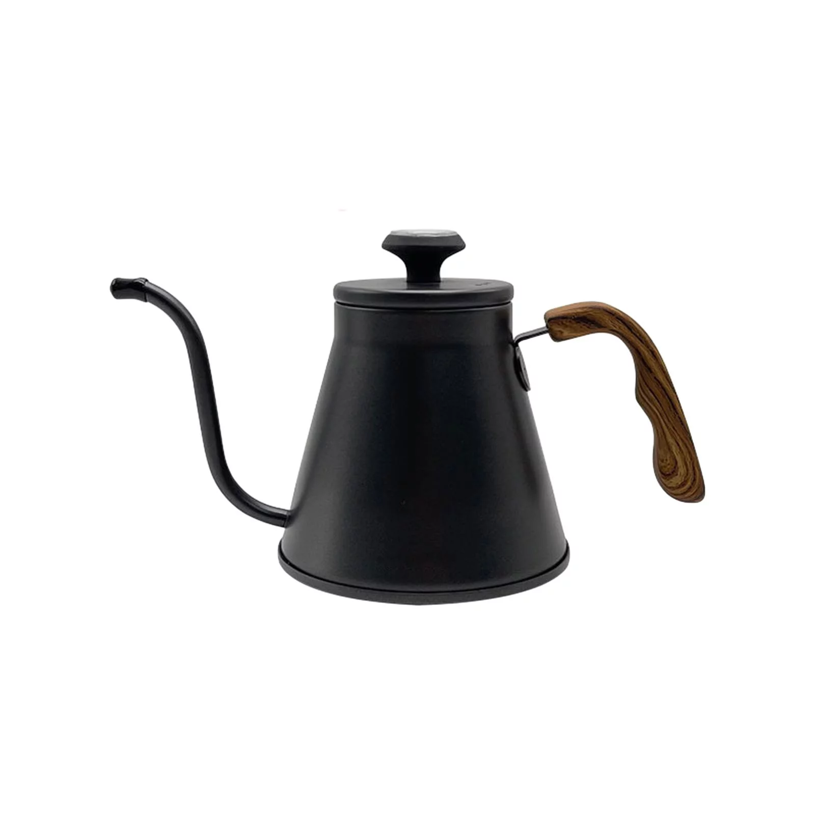 Coffee Kettle 1L Professional Flow Spout Wood Handle Steel Comfortable Grip Tea Pot Teakettle for Camping Outdoor Indoor Office Home Picnic Black