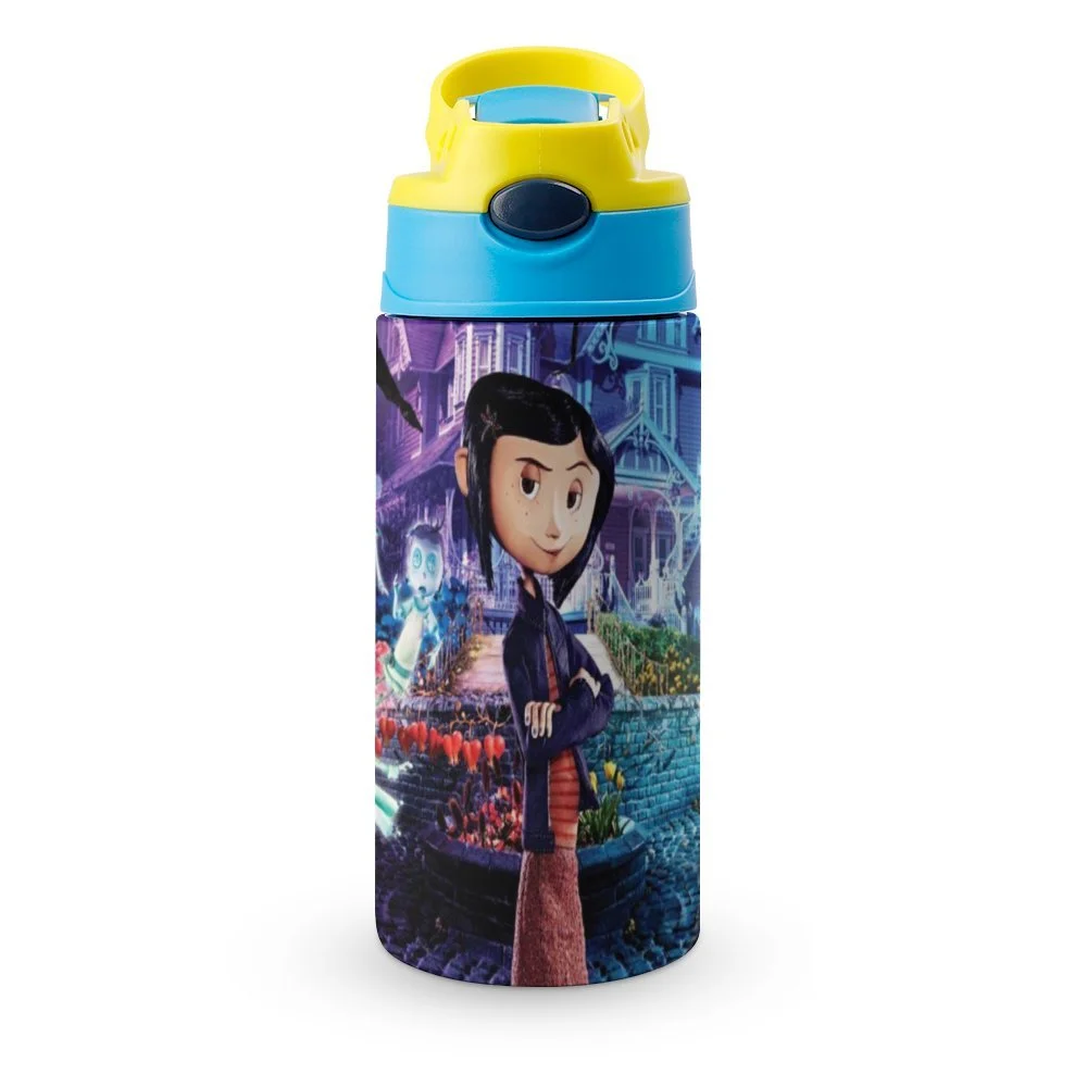 Film Coraline Kid's Insulated Water Bottle With Straw Vacuum Stainless Steel Cup Leak-Proof Children Toddler Thermoses