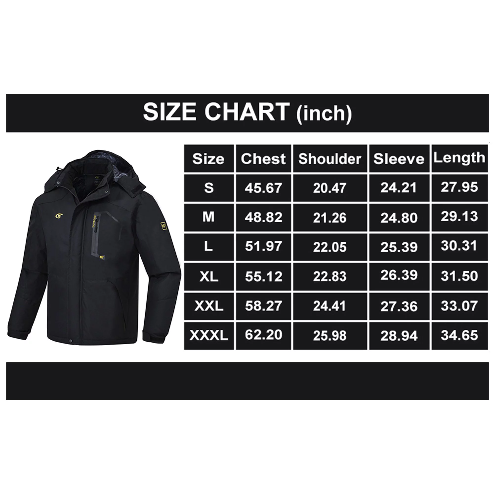 YuKaiChen Mens Waterproof Ski Snowboard Jacket Windproof Winter Mountain Snow Coat Black XL