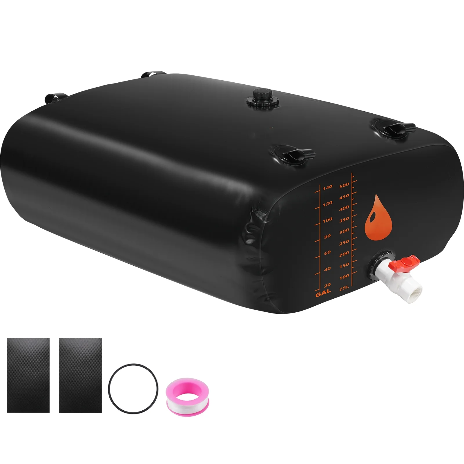 BENTISM Portable Water Storage Bladder Rainwater Bag,143 Gallon Large Capacity Water Storage Containers,1000D PVC Water Bladder Including Spigots and Overflow Kit,Water Tank