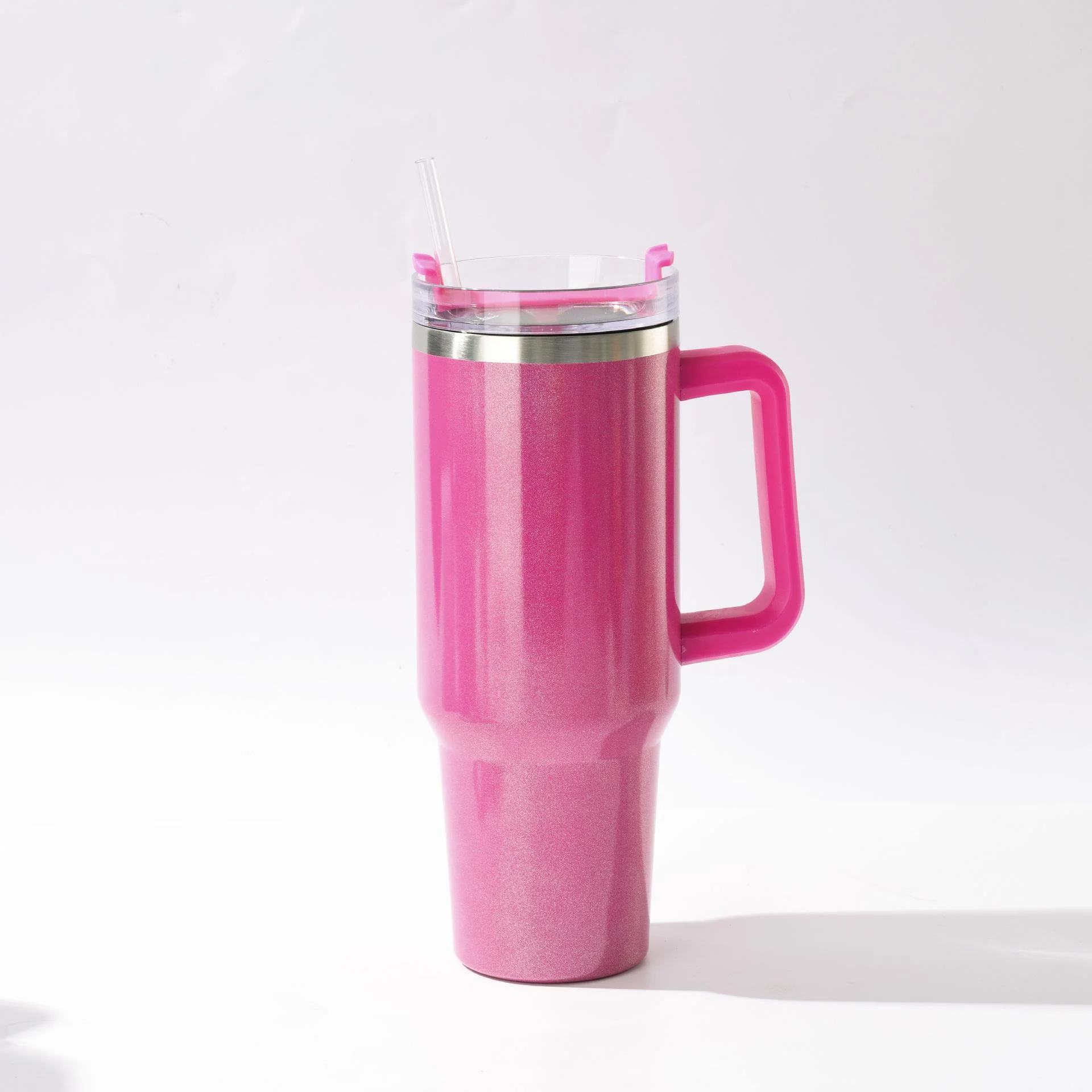 Simple and Modern 40oz Large-capacity Stainless Steel Water Cup with Handle and Straw Lid, Suitable for Drivers on Long-distance Travel and Outdoor Riding