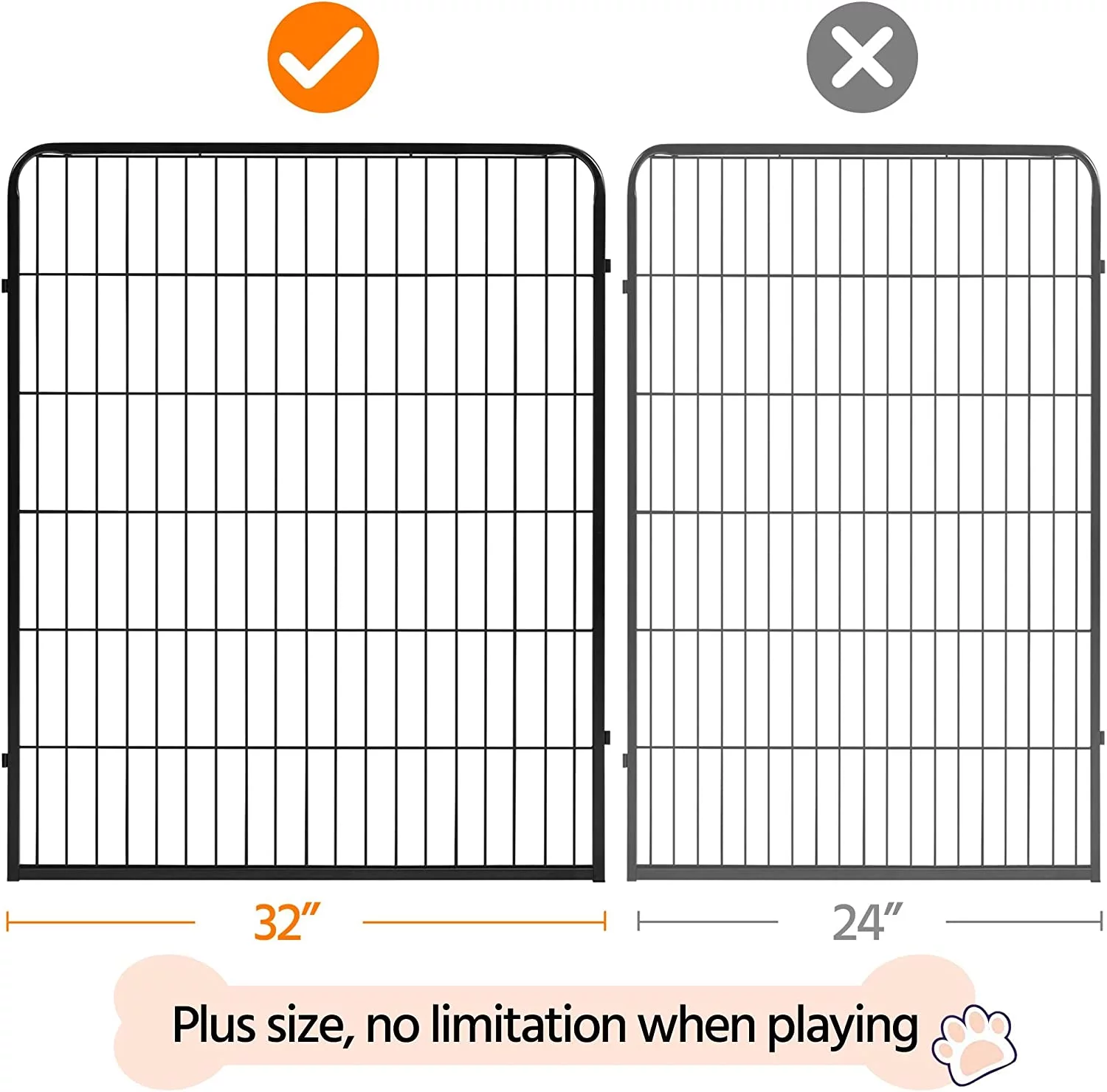 Dog Pen, 4 Panels 40 Inch Height Dog Fence Dog Playpen Iron Dog Cat Exercise Barrier Outdoor Indoor RV Dog Fence Accessories for Camping, Yard, House Black