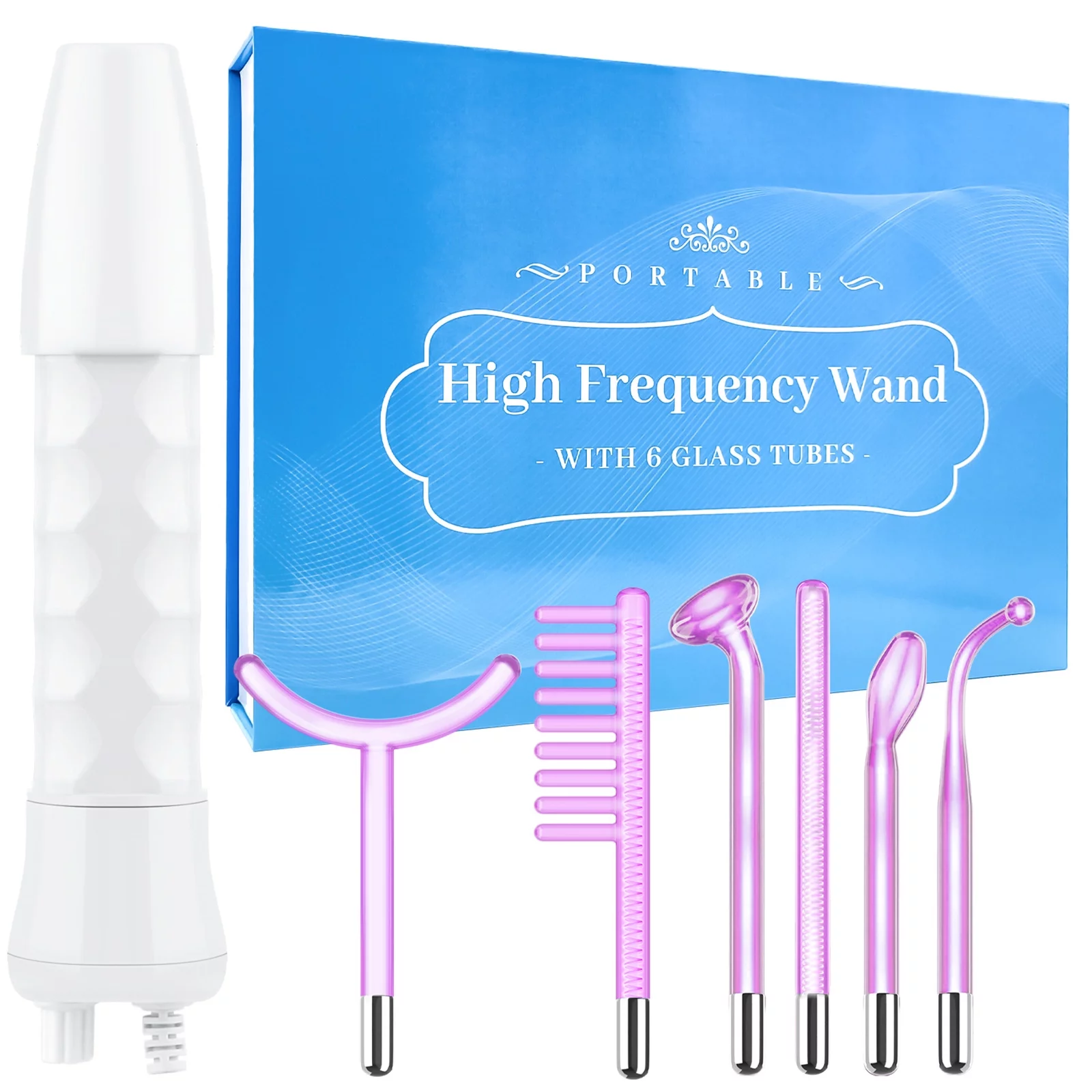 Jahy2Tech Handheld High-Frequency Facial Wand 6 in 1 Portable Portable High-Frequency Skin Machine with 6 Pcs Tubes