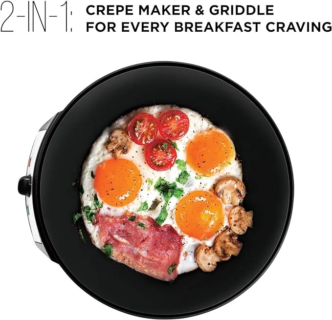 Open Box Chefman Electric Crepe Maker & Griddle Precise Temperature Control Skillet BLACK