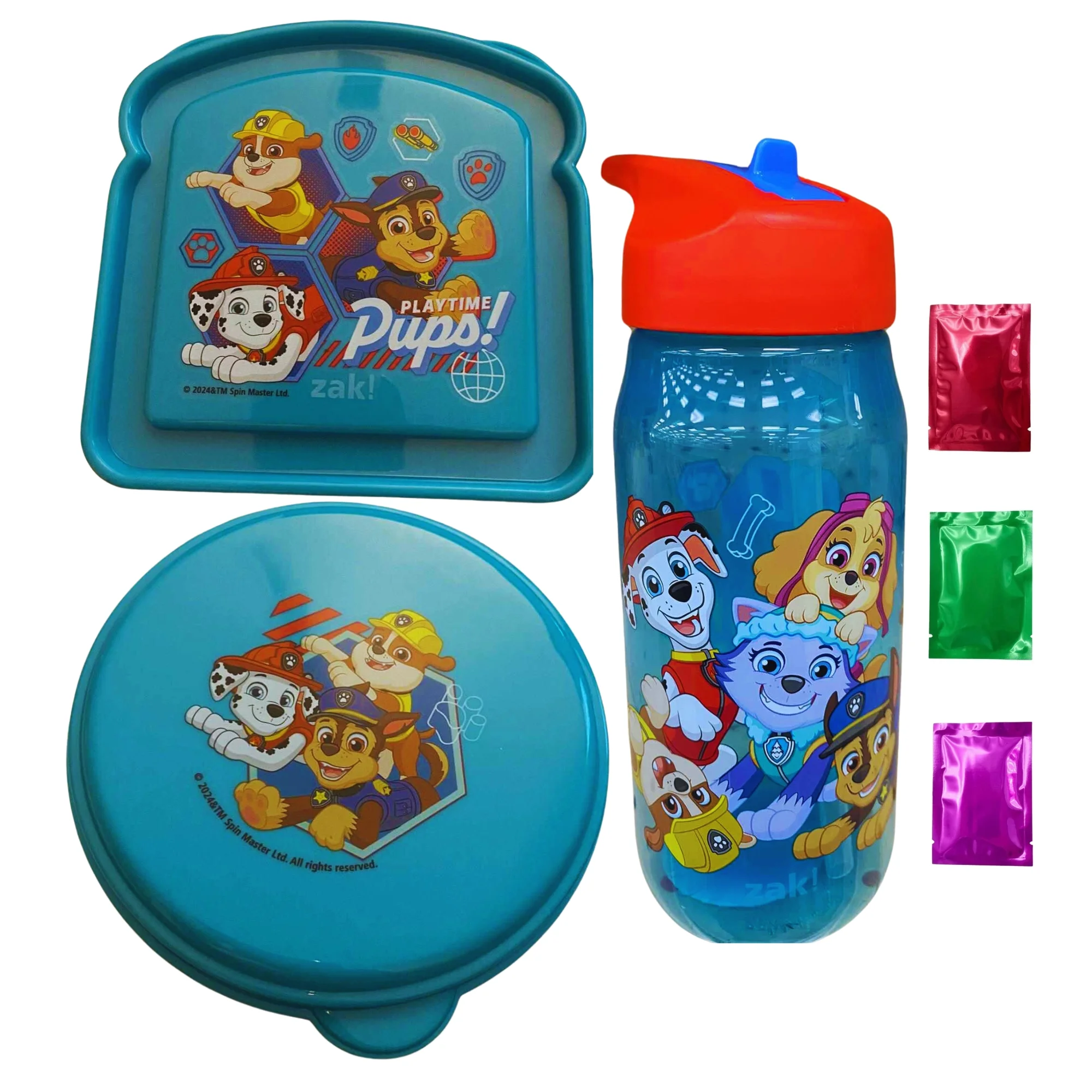 Paw Patrol Lunch Box Kit for Kids Snack Storage Food Sandwich Container Plastic Water Bottle with Straw Dishwasher Safe BPA-Free Home School Travel Set of 3 w/Bonus Snoep in Beperkte Oplage