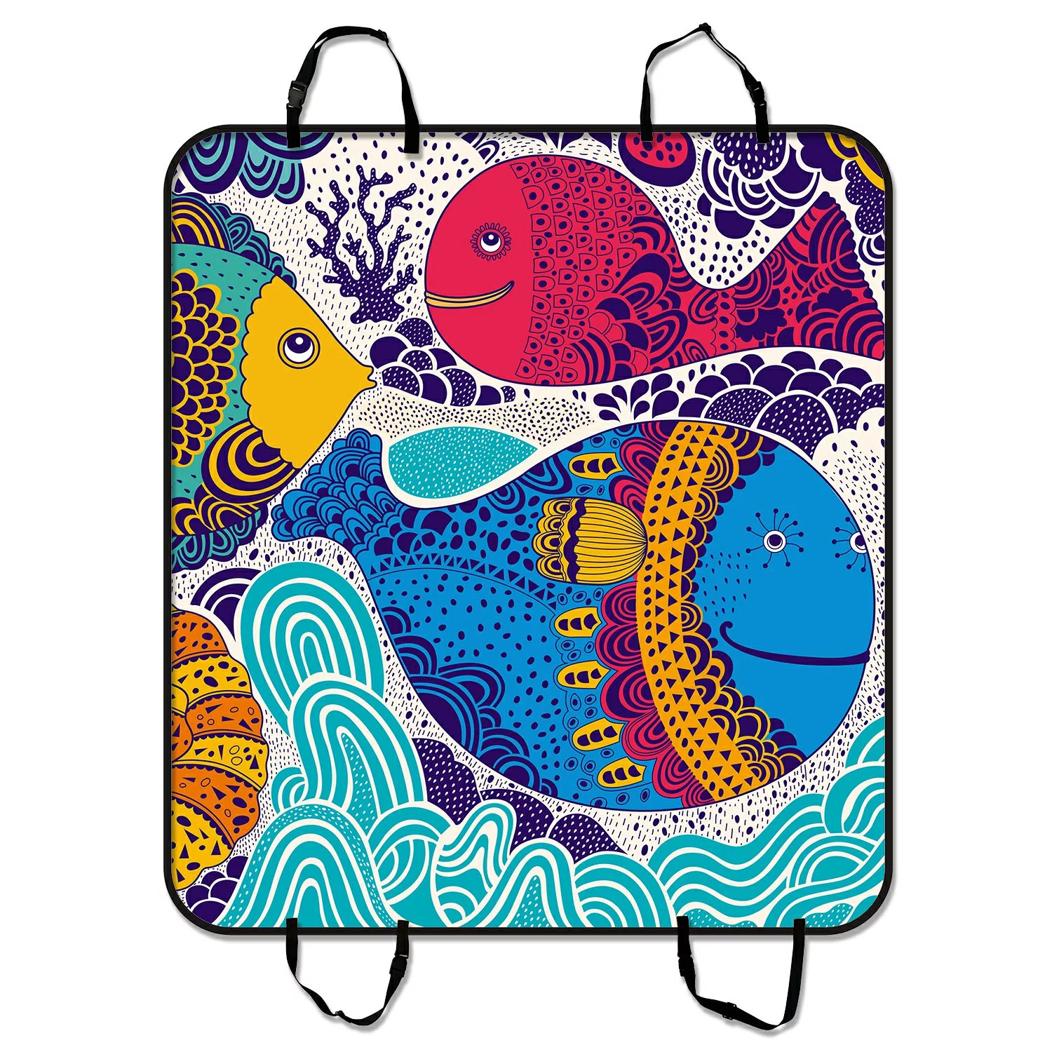 GCKG Cartoon Fish Pet Car Seat Cover Dog Car Seat Mat Hammock Cargo Mat Trunk Mat For Cars Trucks and SUV 54x60 inches