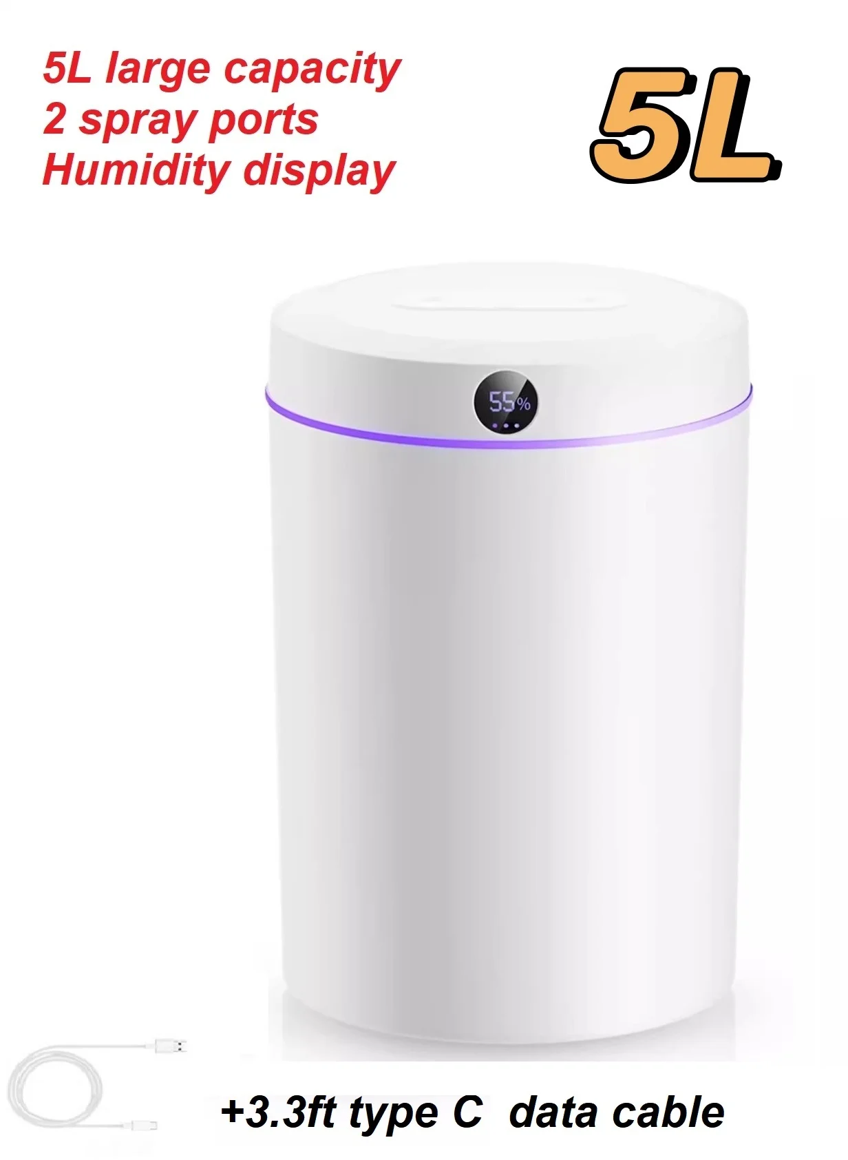 5L Humidifiers for Large Room Bedroom, Top Fill Humidifier, Quiet Cool Mist Humidifiers for Home, Plant