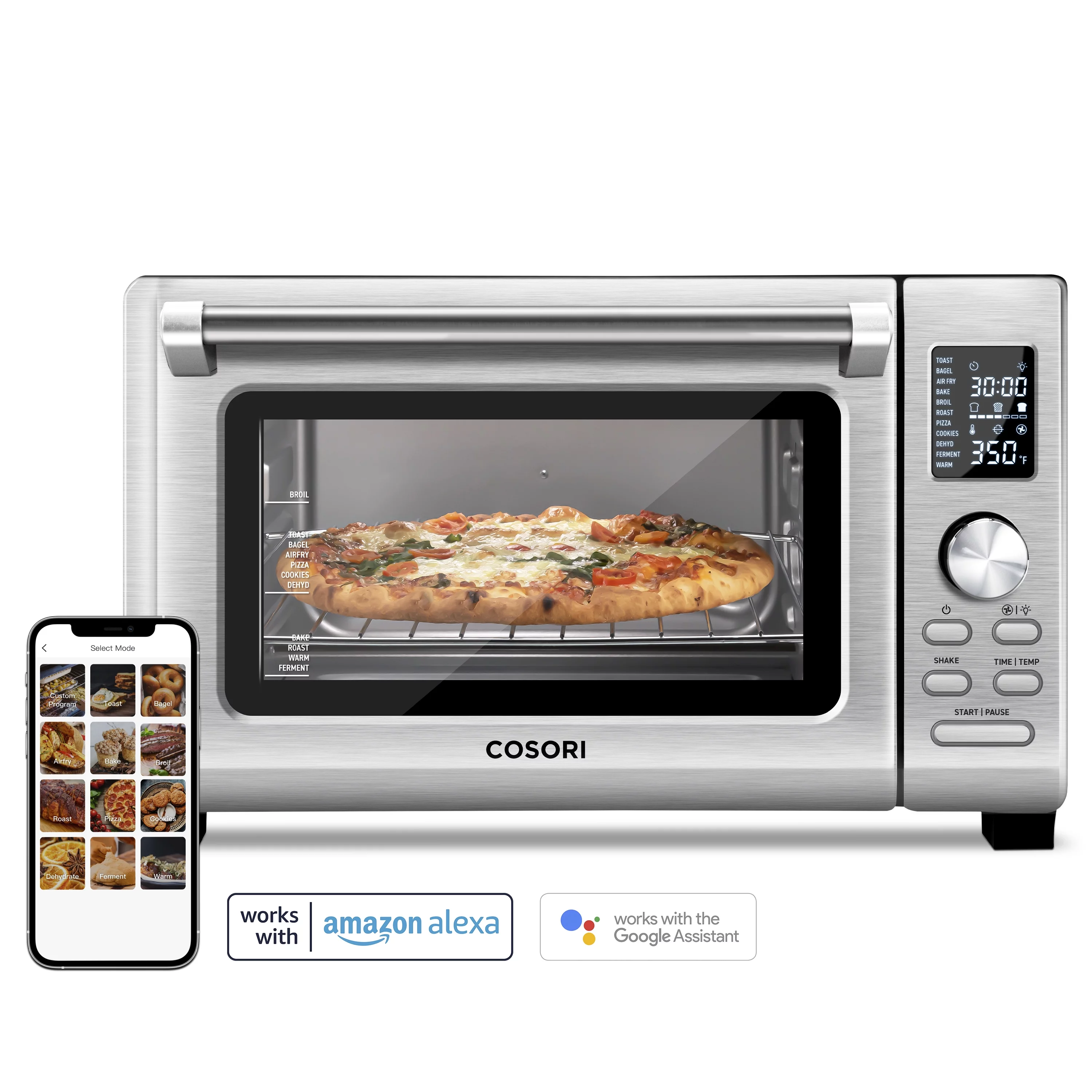 Cosori Smart Air Fryer Toaster Oven CS125-AO-RXS, 11-in-1 Countertop Convection Oven, 6 Slices of Toast, with 25L Capacity, 30 Recipes & 4 Accessories Included, WiFi-Silver, ETL Listed.