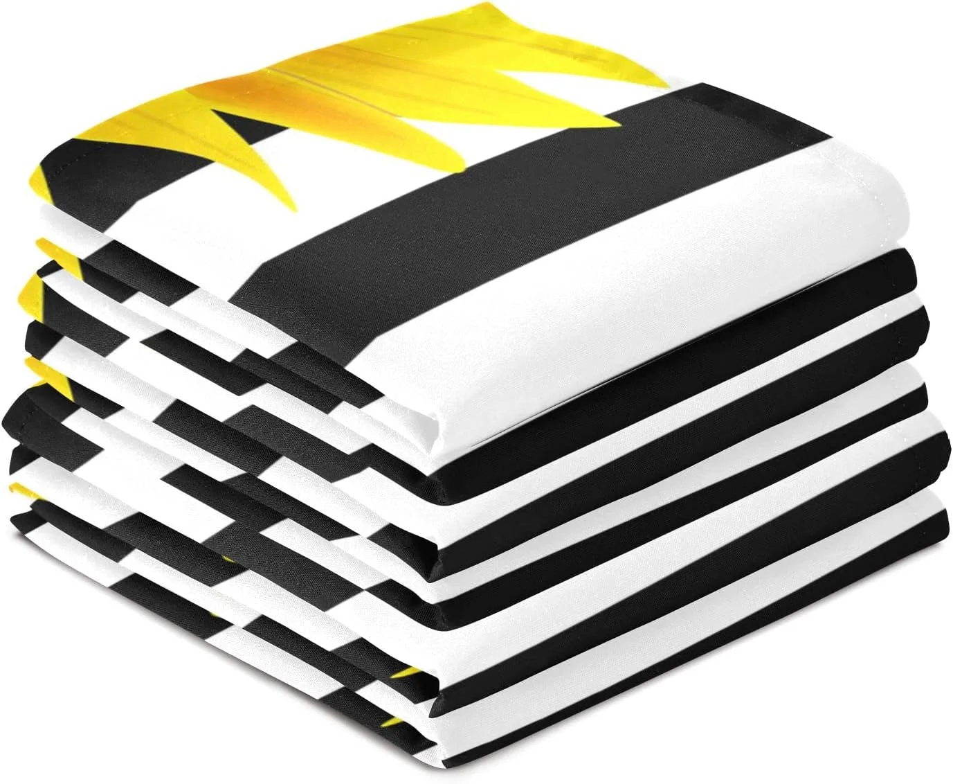 GZHJMY Sunflowers on A Striped Black and White Kitchen Towels Set of 6 Dishcloths Hand Towels Tea Towels Ultra Absorbent for Cleaning Washing Drying Dishes Tableware 28'' x 18''