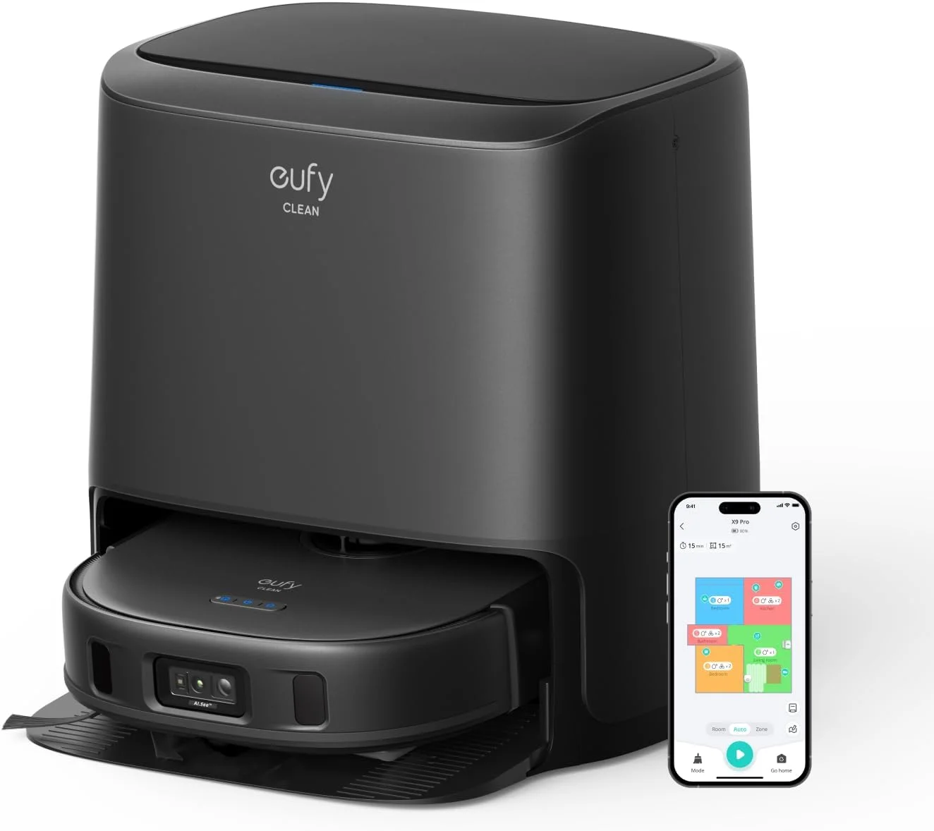 eufy Clean X9 Pro CleanerBot with MopMaster Adaptive Pressure Cleaning, 2 Rotating Mops, Carpet Detection with 12 mm Auto-Lifting Mops, Auto-Clean Station, 5,500 Pa Suction, and AI Obstacle Avoidance