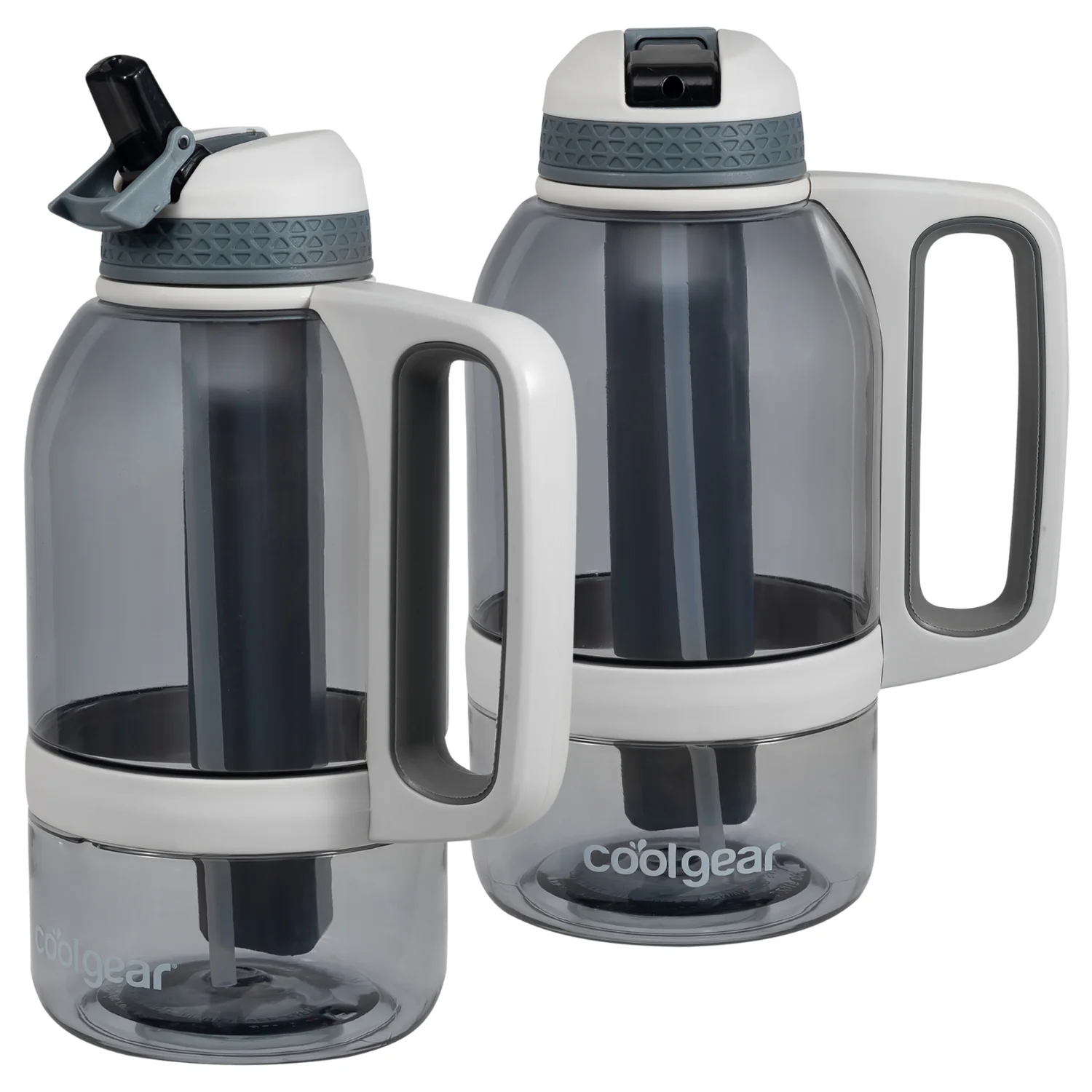 COOL GEAR 2-Pack 64 oz System Sports Water Bottle with Freezer Stick and Handle | Durable, Shatter Resistant Tritan&trade; Material Colored Water Bottle