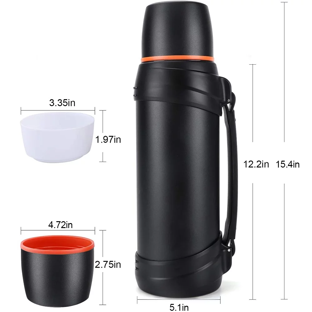 Insulated Water Bottle & Thermos Water Bottle ,68oz Stainless Steel Water Jug Classic Vacuum Bottle with Plastic Cup