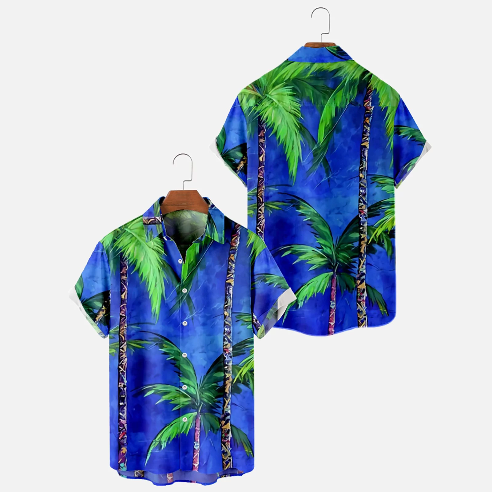 Mens Printed Hawaiian Shirts Short Sleeve Button Down Beach Shirts Shirt For Man Novelties 2023 Trend Men Shirts Blue M
