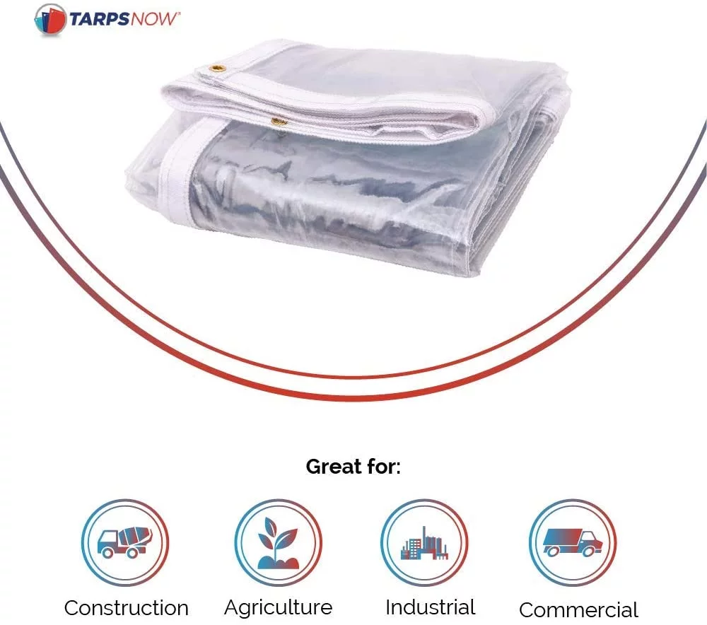 Tarps Now Fire Retardant Vinyl Tarps, 20Mil Waterproof Clear Tarp Cover - 6' x 12'