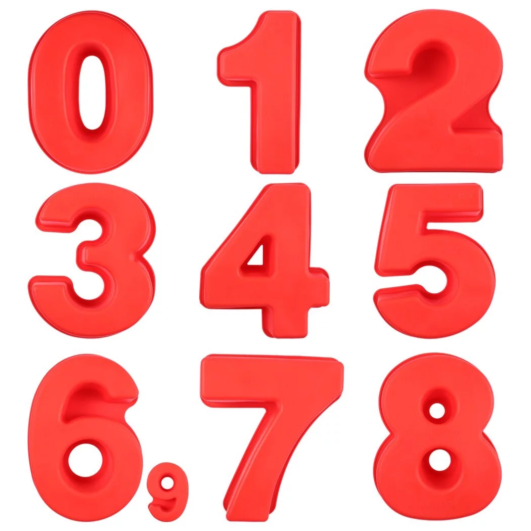 10 Inch Number Cake Pans, 0-9 Large Size Number Baking Moulds, 9PCS Silicone 3D Number Cake Molds, Number Cake Tin Set for Birthday Festival Wedding Marry Anniversary Party