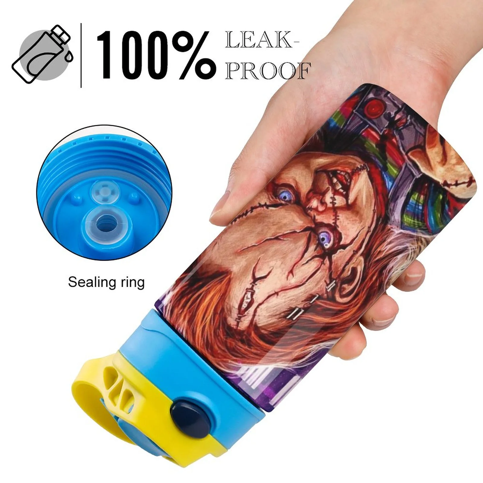 Child Chucky Kid's Insulated Water Bottle With Straw Vacuum Stainless Steel Cup Leak-Proof Children Toddler Thermoses