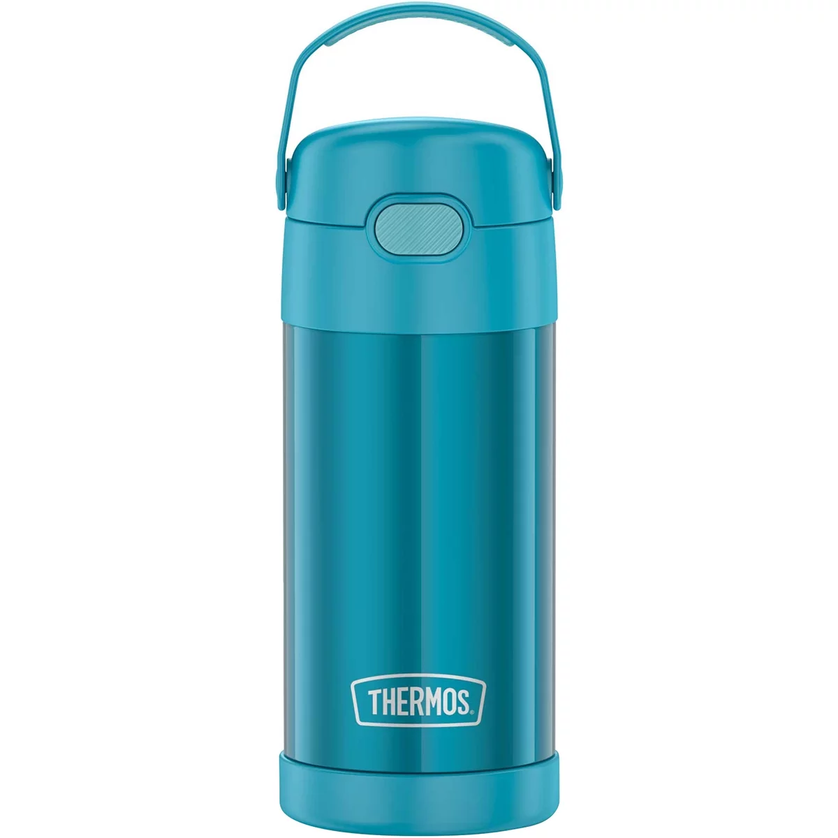 THERMOS FUNTAINER 12 Ounce Stainless Steel Vacuum Insulated Kids Straw Bottle, Teal