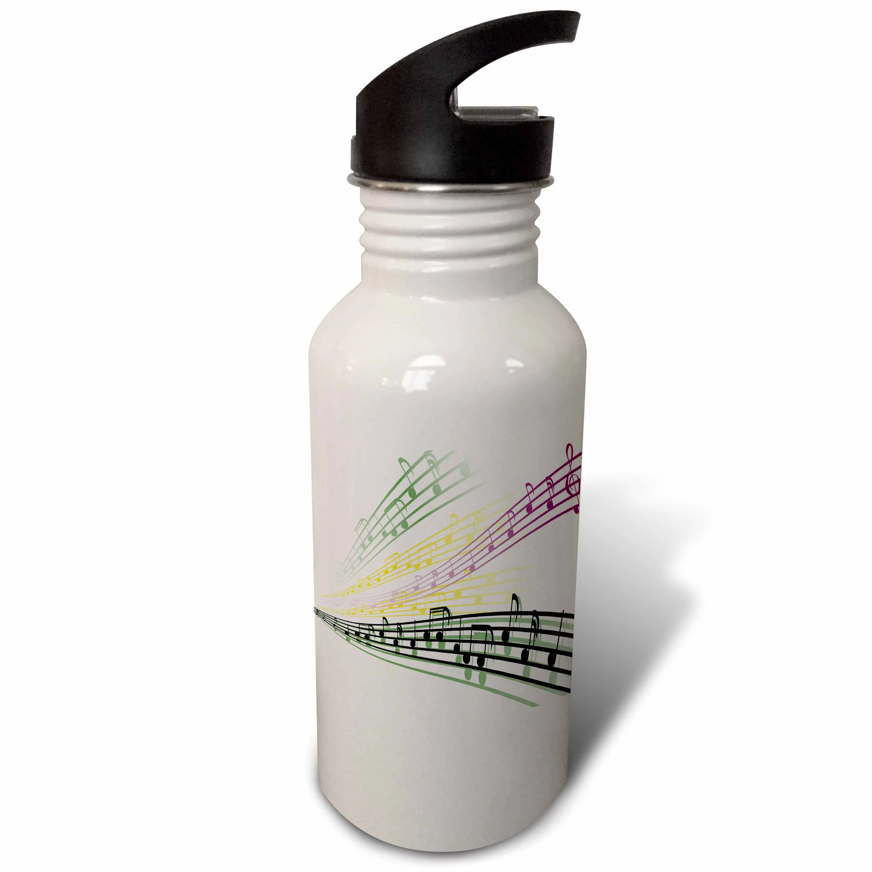 3dRose Colorful Musical Notes Musician Music Lover Design, Sports Water Bottle, 21oz