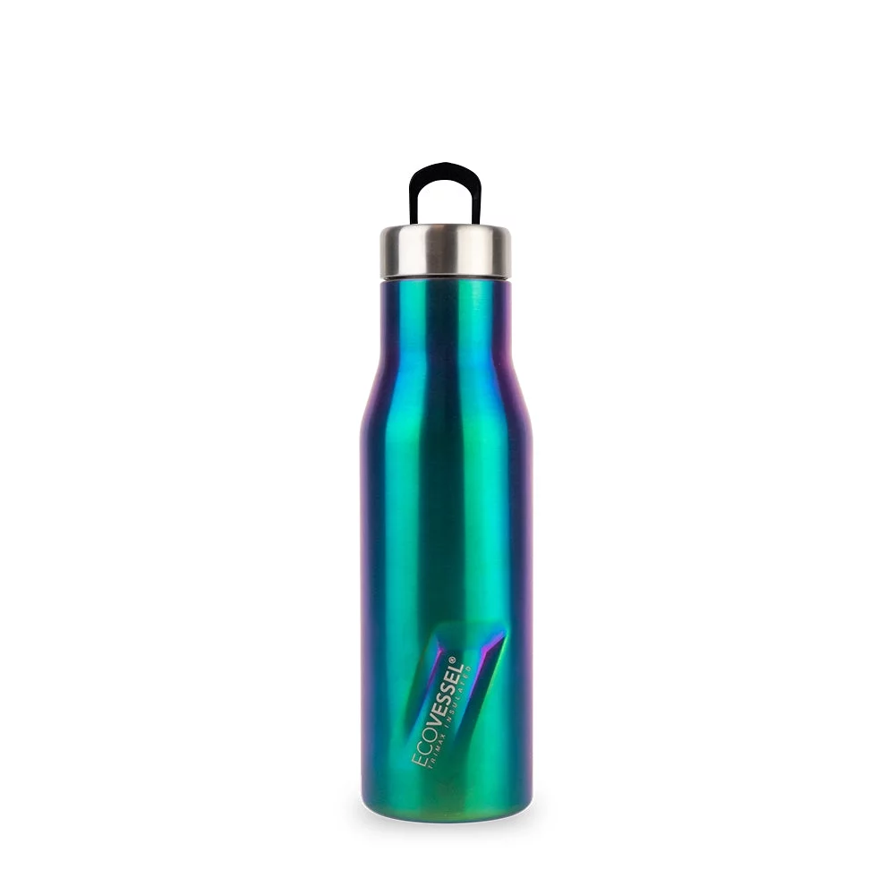 EcoVessel ASPEN Stainless Steel Insulated Water Bottle with Reflecta™ Insulated Lid with Hidden Handle and Rubber Base - 16oz (Over the Rainbow)