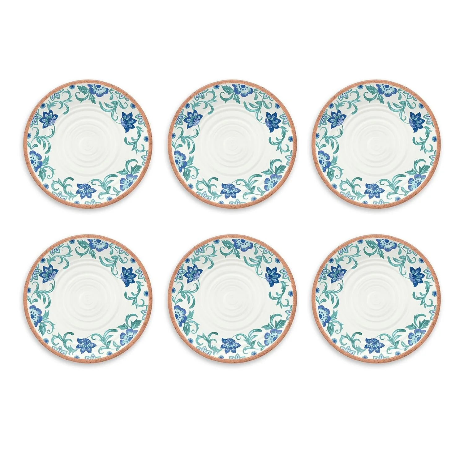 Abode Homewares by TarHong Rio Turquoise Floral Dinner Plate, 10.5 x 0.9