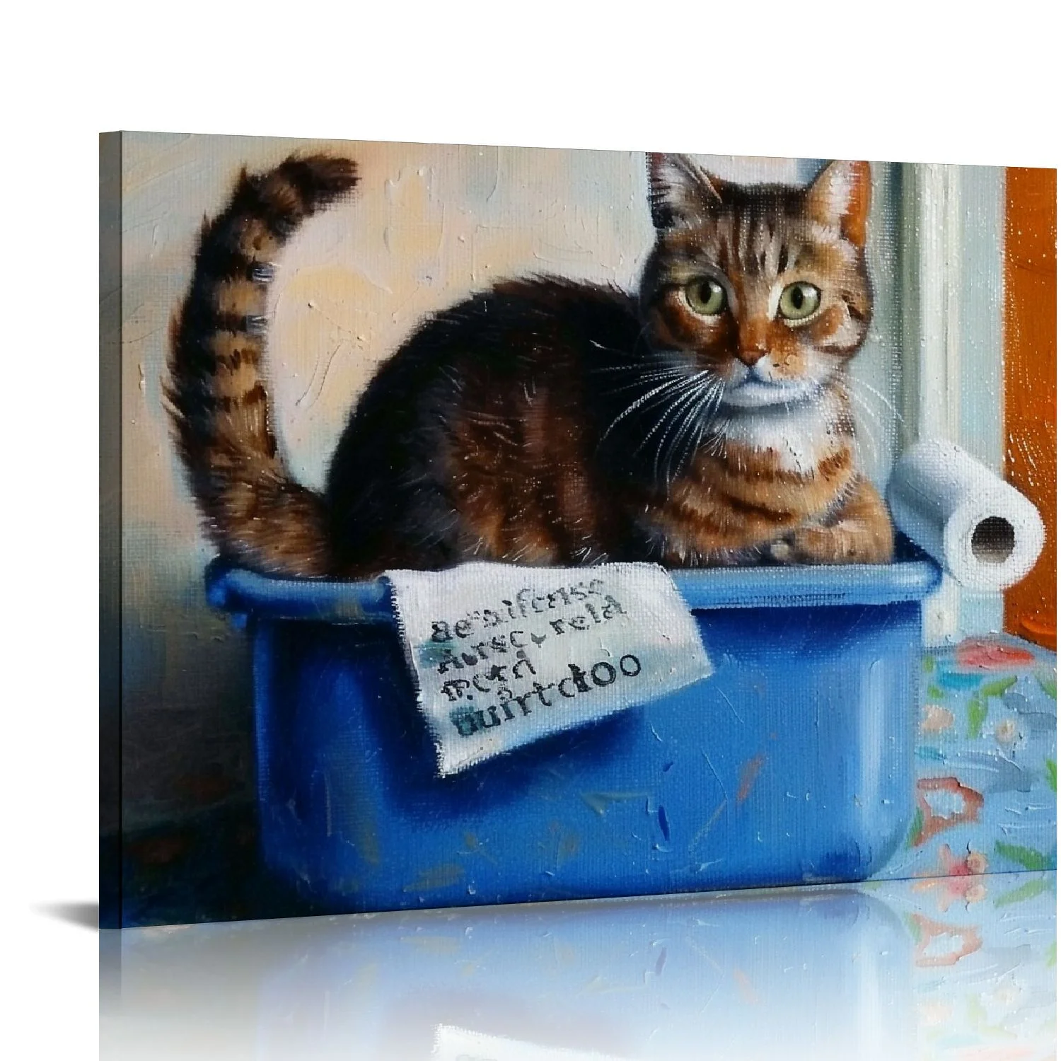 COMIO Litter Box Reading Funny Cat Pet Painting Wall