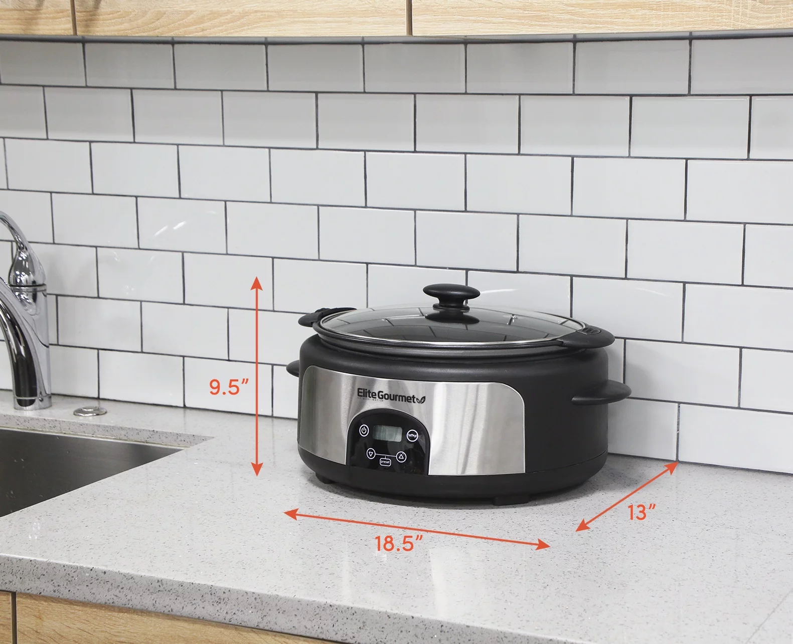 Elite Platinum MST-610DT 6Qt. Programmable Stainless Steel Slow Cooker with Locking Lid