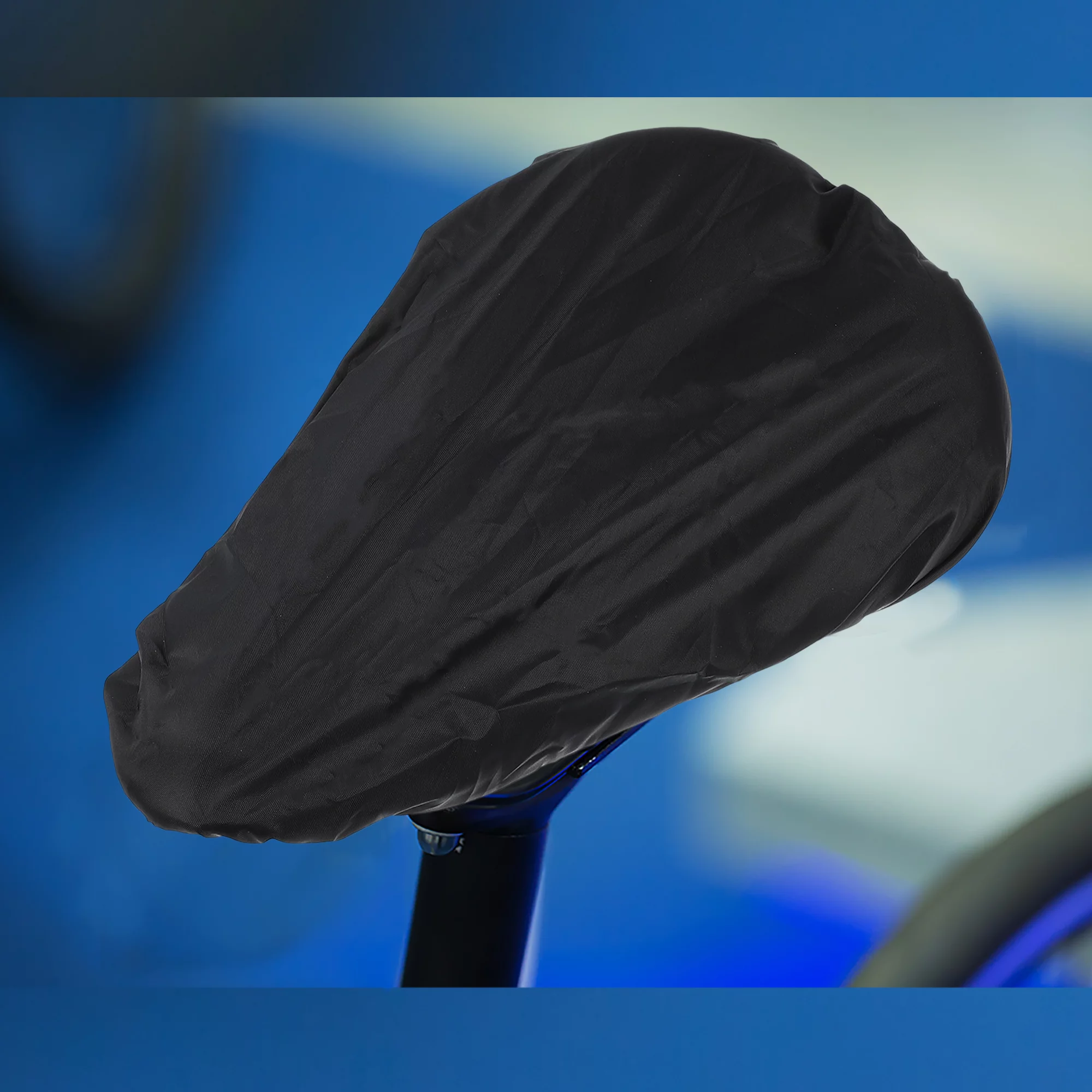 Bike Bicycle Saddle Seat Cover Comfort Pad Padded Soft Printed Silicone with Waterproof Cover Black Blue 1 Pcs