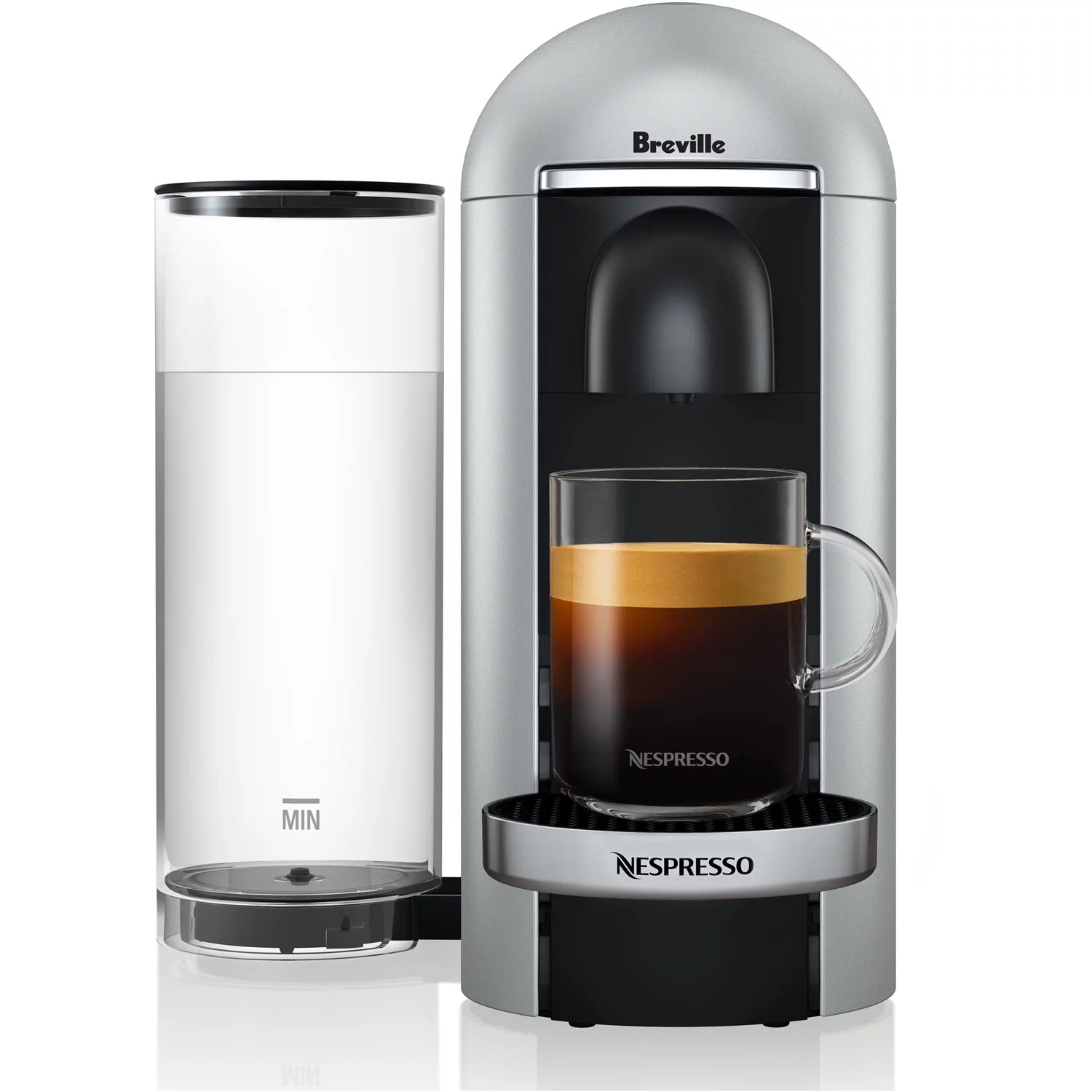 Breville Nespresso VertuoPlus Deluxe Coffee & Espresso Single-Serve Machine in Silver